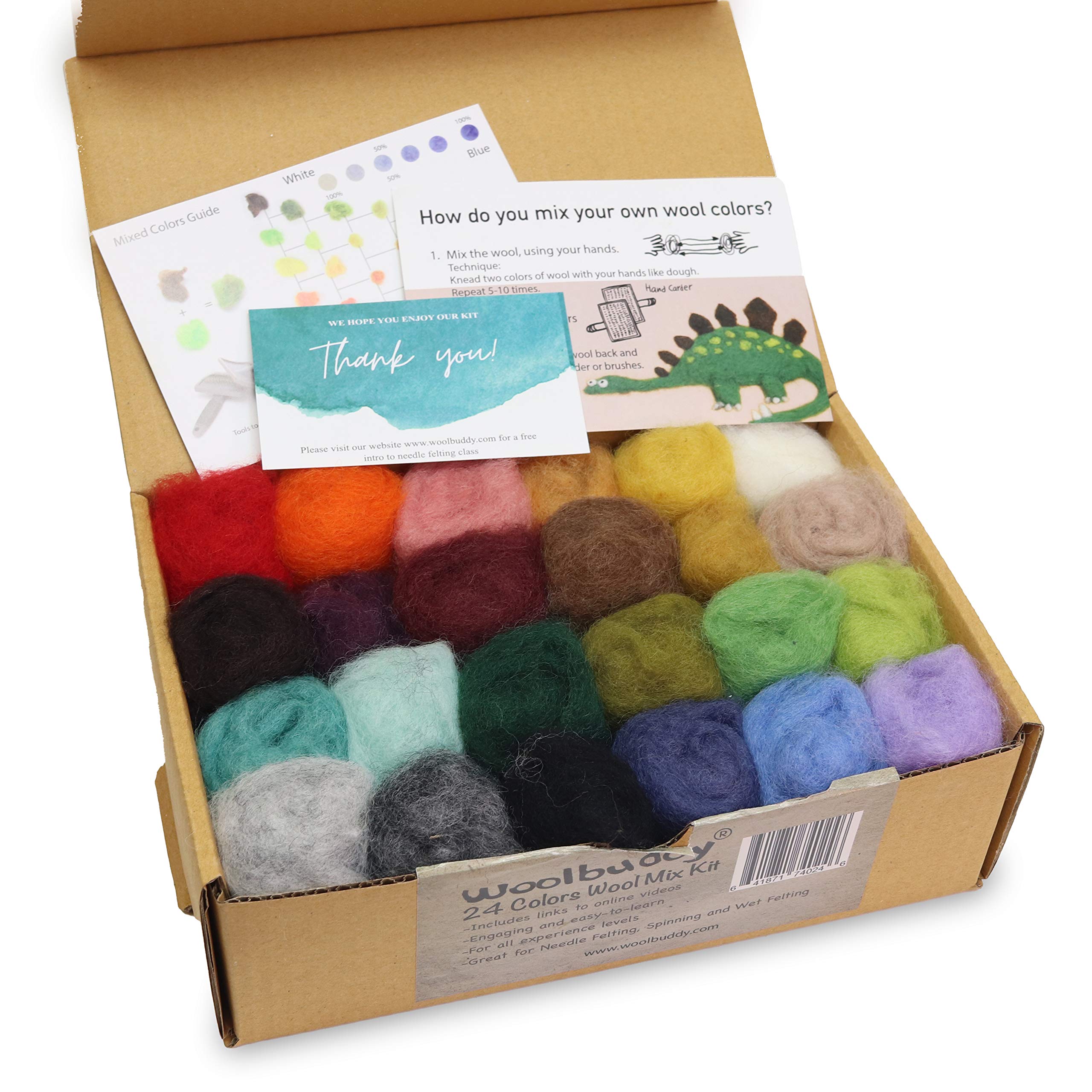 Woolbuddy Felting Wool Needle Felting Wool Eco Wool Kit Felting Wool Pack  Clean Carded Colored Roving