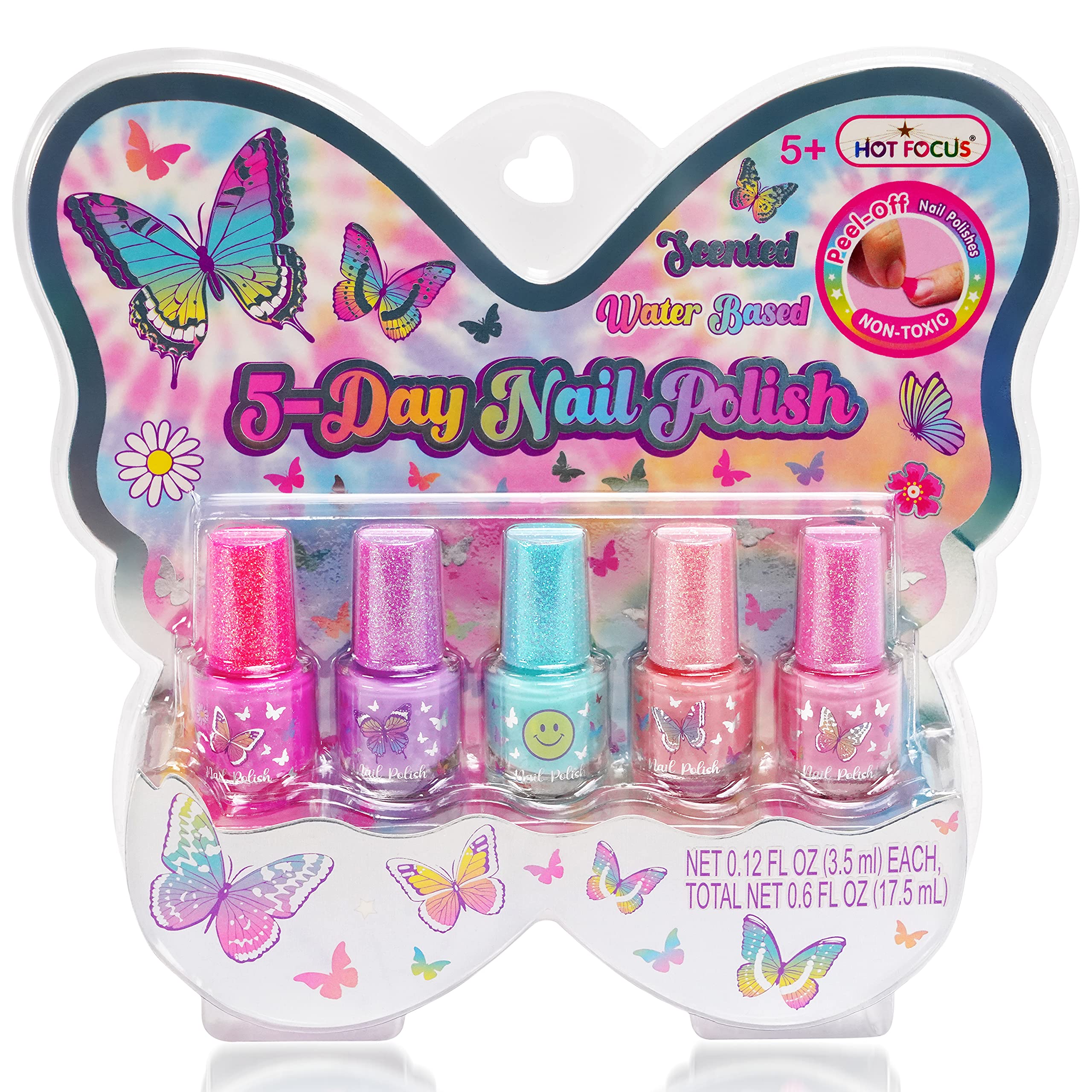 Hot Focus Kids Nail Polish Set for Girls - 5 Piece Colorful Scented Water  Based Washable Quick-Dry, Peel Off, Fun & Creative Nail Art Set for Pretend  Spa & Salon Days, Parties
