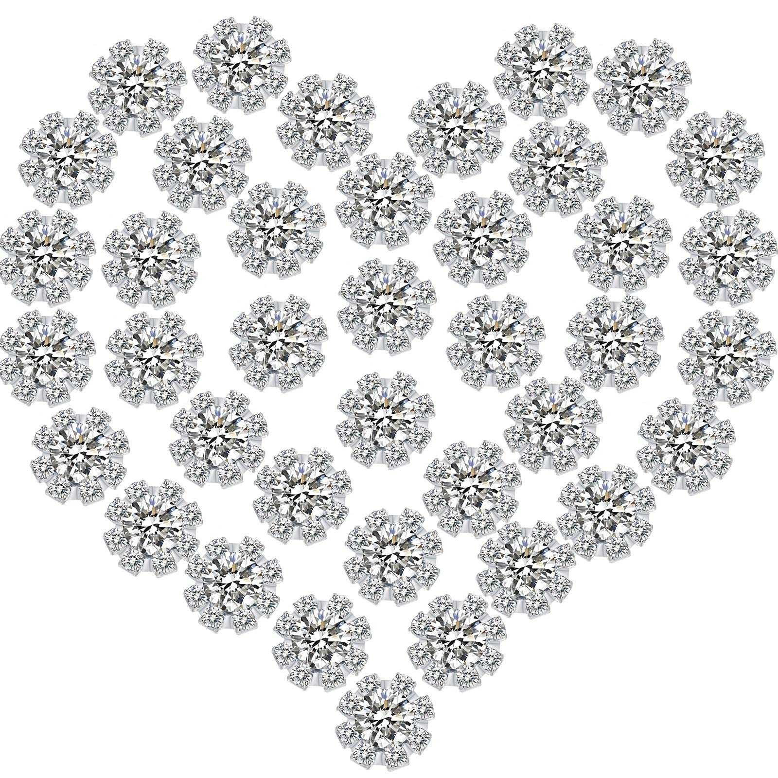 70 Pcs 16mm Rhinestone Embellishments Flatback Buttons Jewelry Flower  Crystal Accessory for Crafts DIY Jewelry Making Wedding Decoration Bridal  Bouquet Halloween Christmas Invitations(Silver)