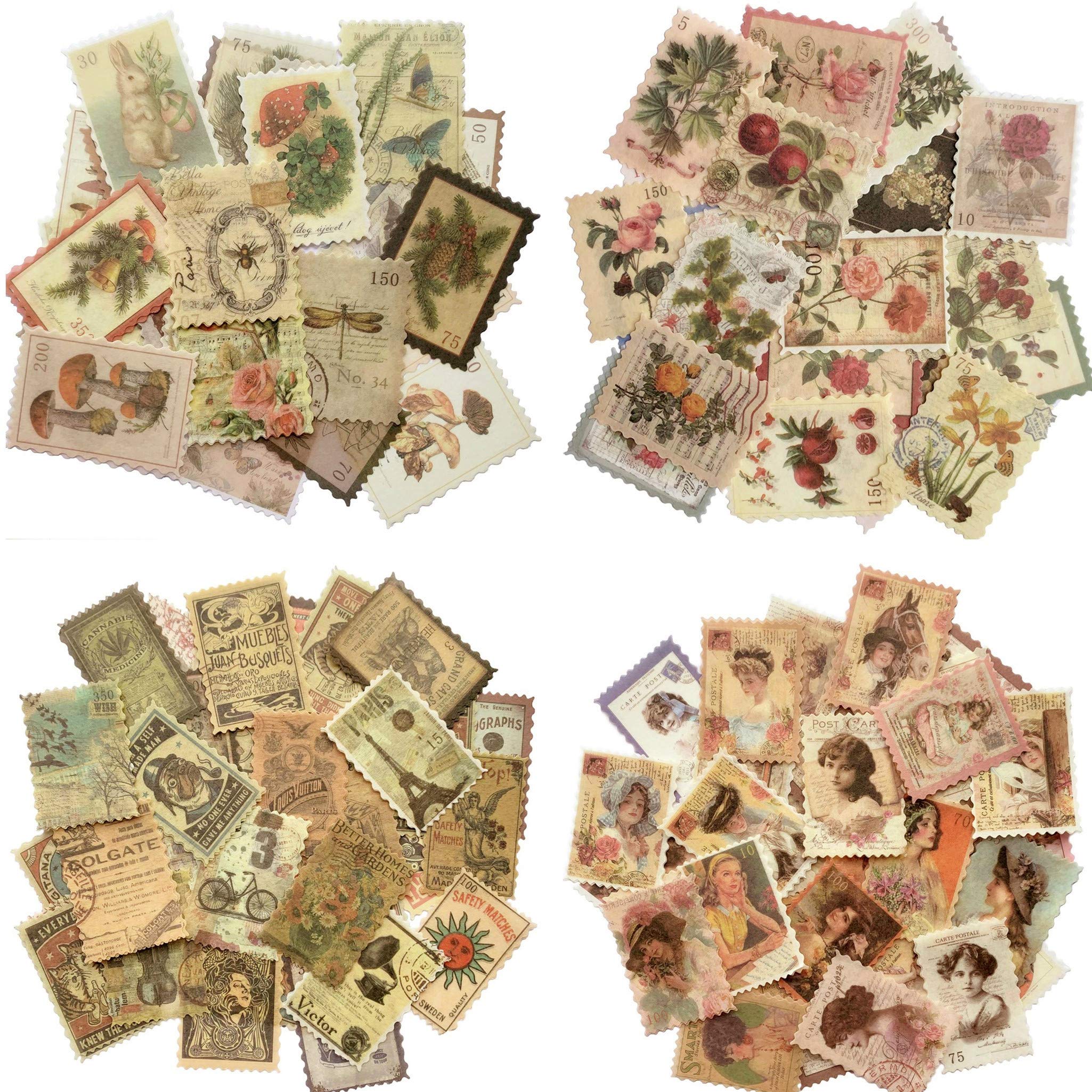 90 Pieces/ 2 Sets Vintage Scrapbook Paper Stickers Classic Old Stickers  Paper Old Journal Stickers Retro Paper Stickers for Personal Retro Crafts  Junk