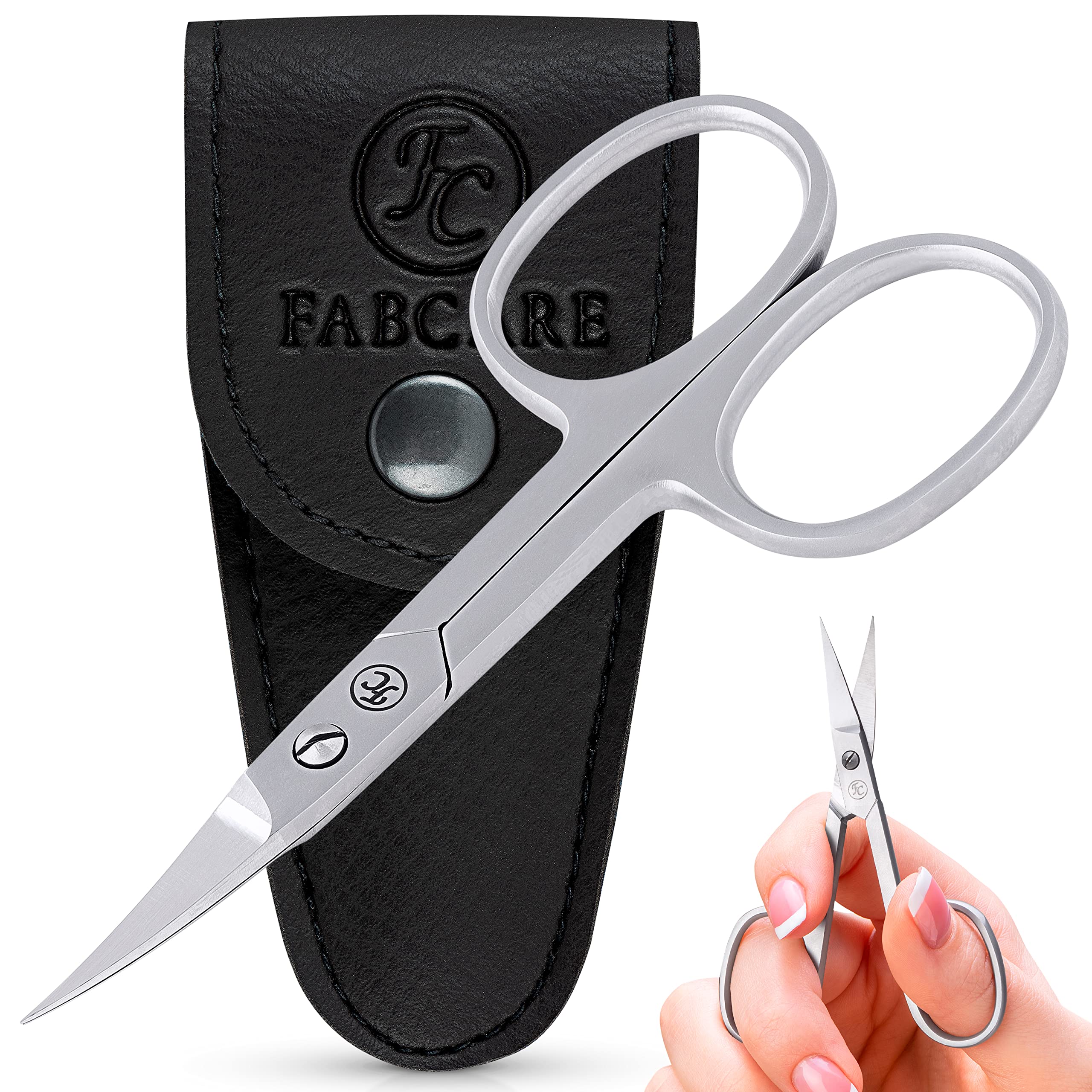 FABCARE curved nail scissors incl. pouch & e-book - innovative