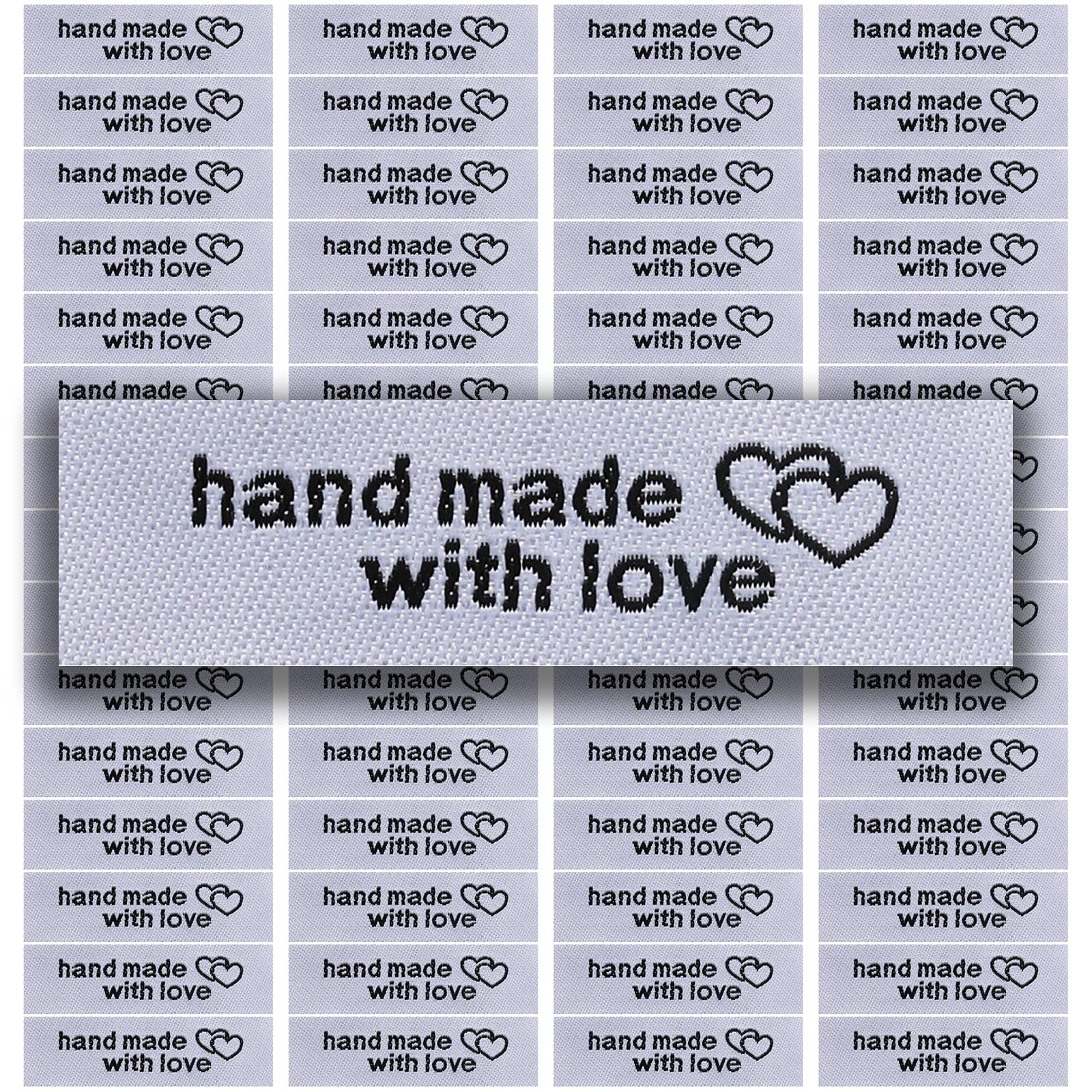 120 Pieces Personalized Sewing Labels Sew on Clothing Labels Handmade  Interlocking Heart Pattern Label Tags for
