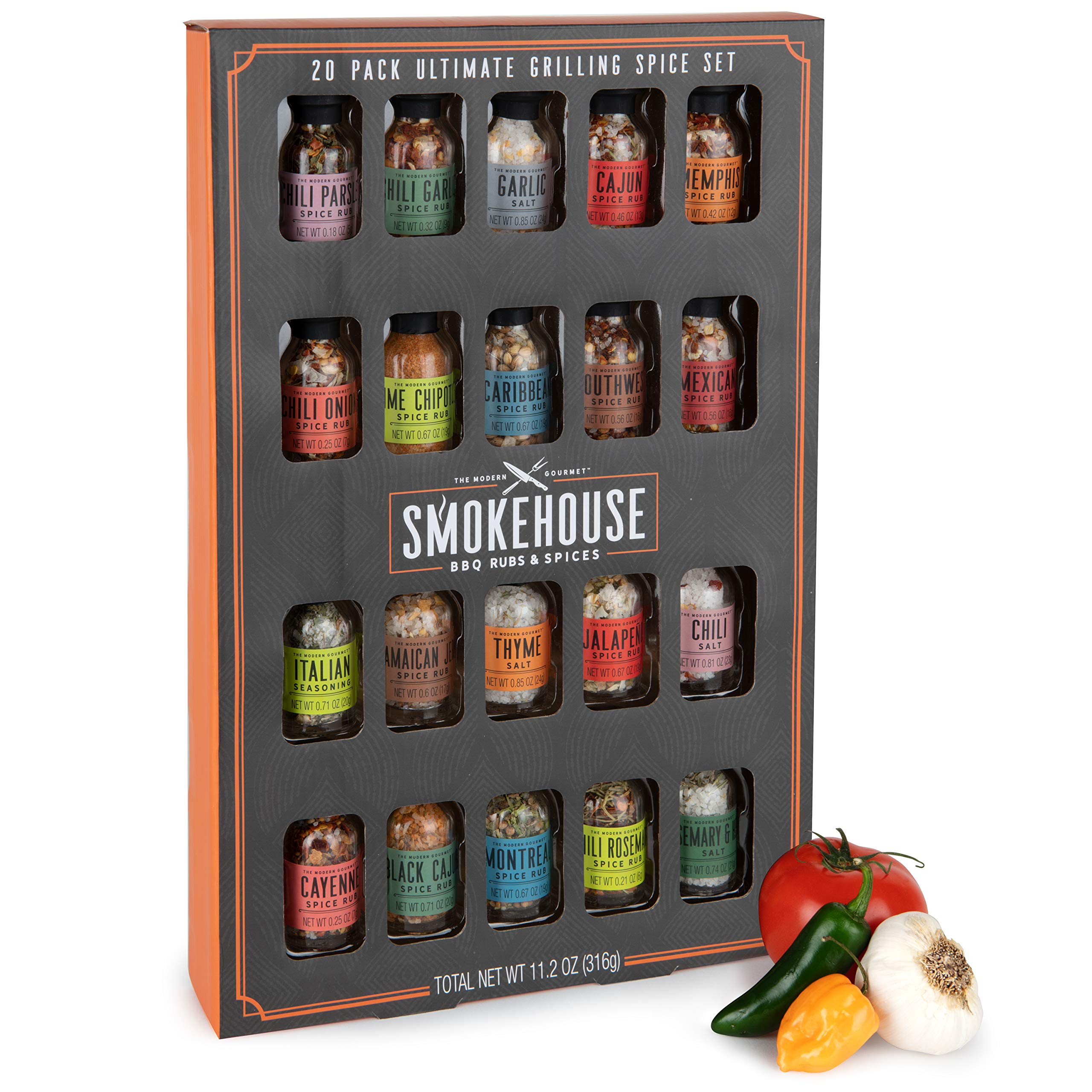 Smokehouse by Thoughtfully Ultimate Grilling Spice Set, Grill Seasoning  Gift Set Flavors Include Chili Garlic, Rosemary and Herb, Lime Chipotle,  Cajun Seasoning and More, Pack of 20
