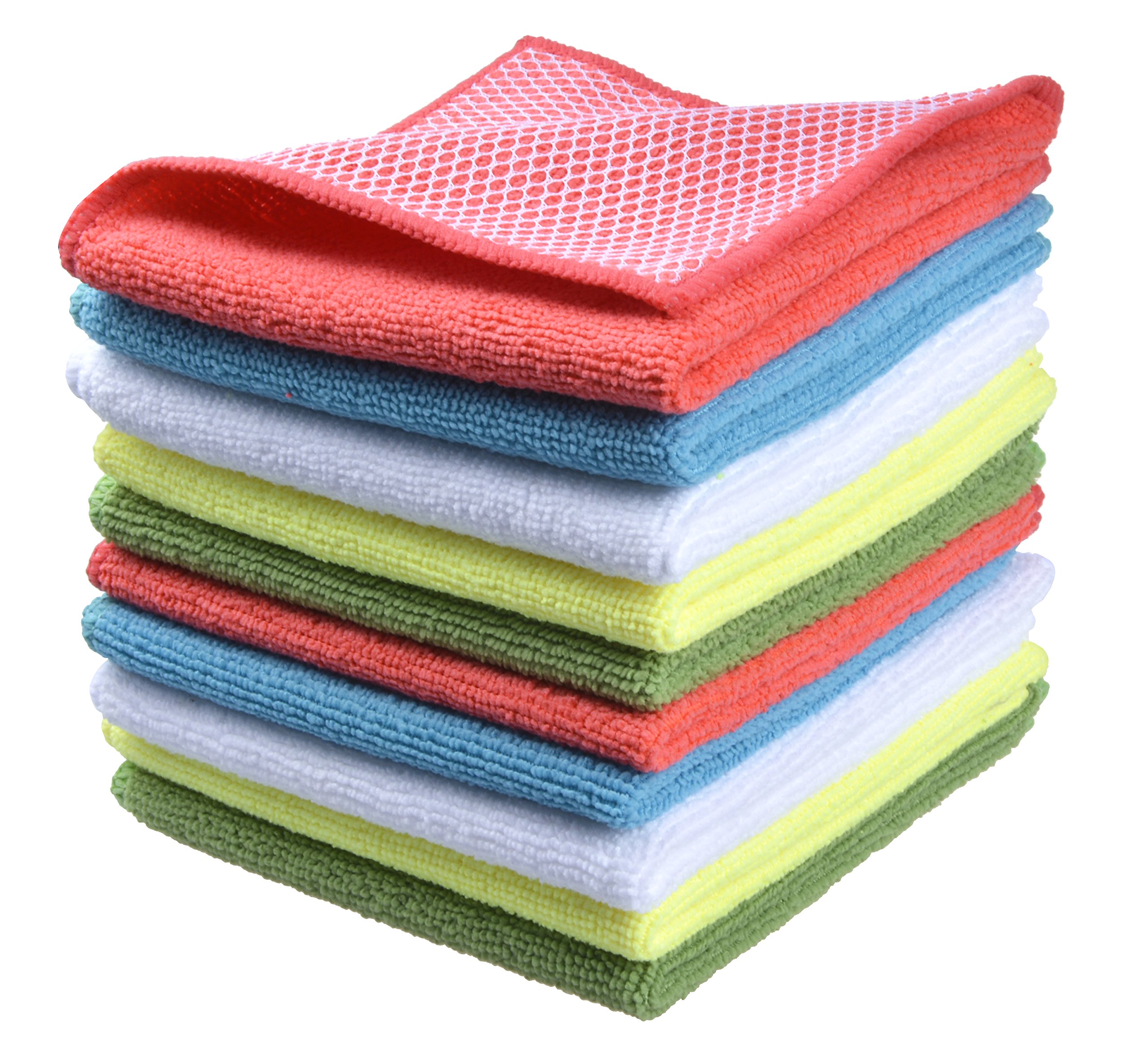 SINLAND Microfiber Dish Cloth for Washing Dishes Dish Rags Best Kitchen Washcloth  Cleaning Cloths with Poly Scour Side 5 Color Assorted 12inchx12inch 10pack  Assorted Color 12inchx12inch 10pack