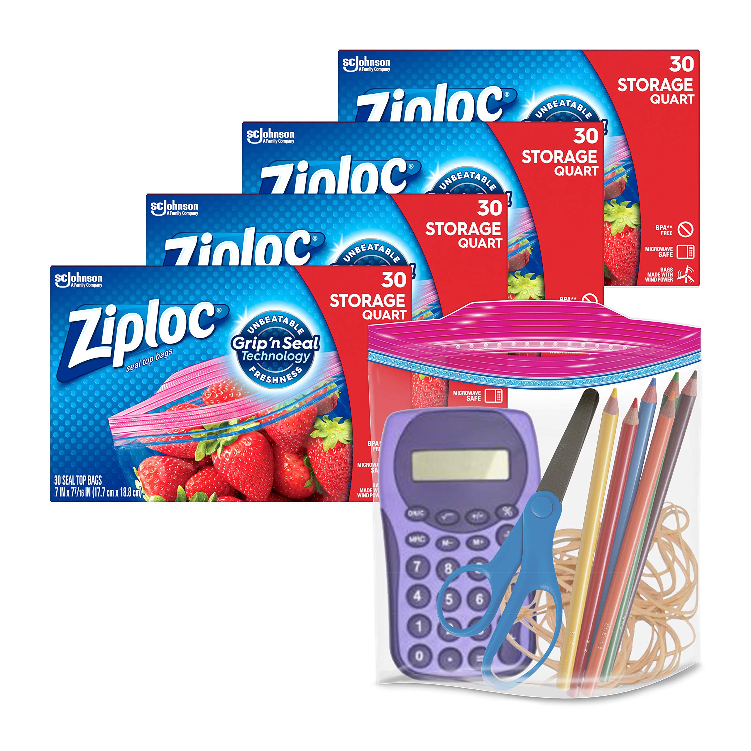 Ziploc Gallon Food Storage Bags, Grip 'n Seal Technology for Easier Grip,  Open, and Close, 30