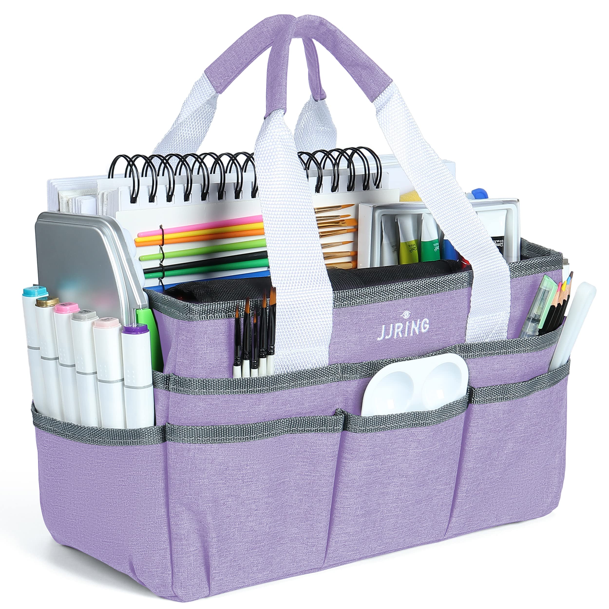 JJRING Craft Organizer Tote Bag Art Storage Caddy with Multiple