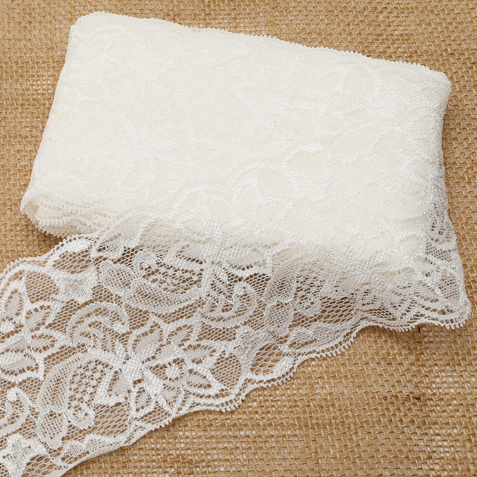 VGOODALL 3 Inch White Lace Ribbon 10 Yards Wide Stretchy Lace Trim