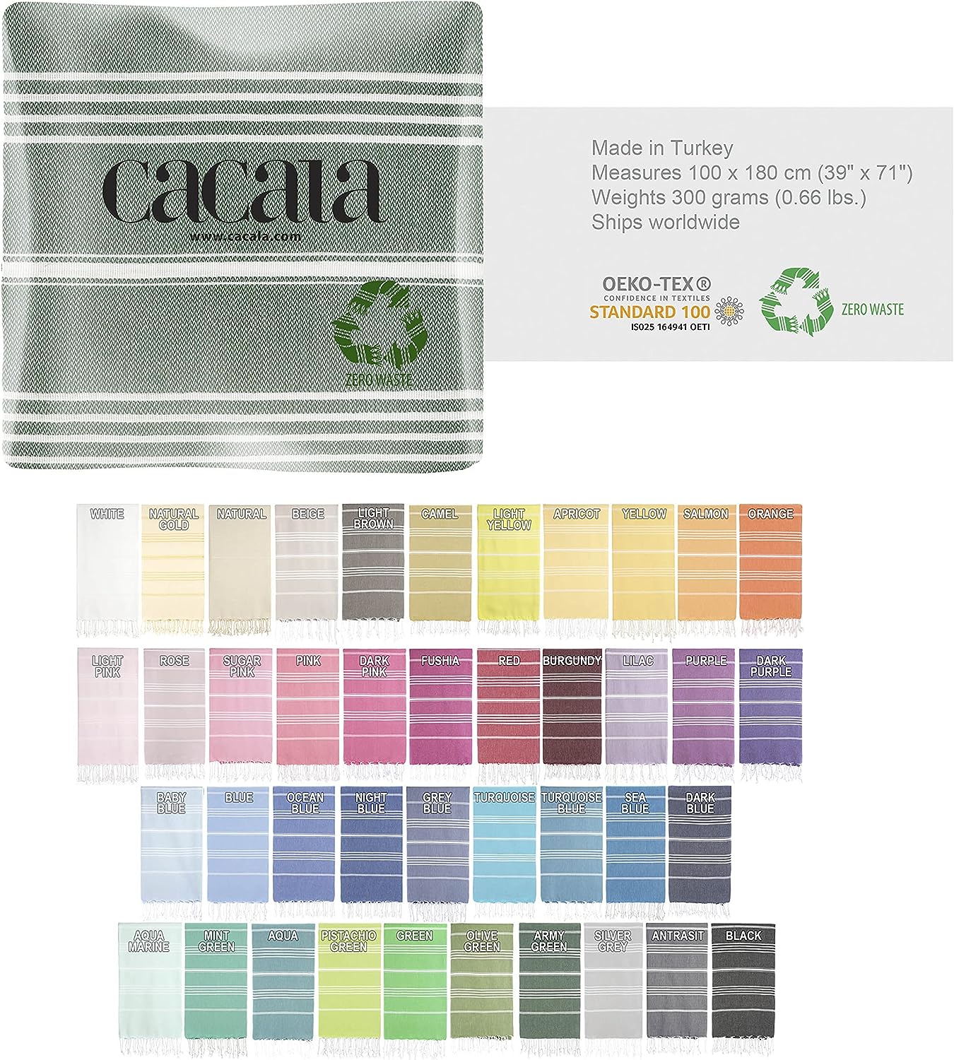 Cacala Pure Series Lightweight Turkish Cotton Bath Towel - Thumbnail 5