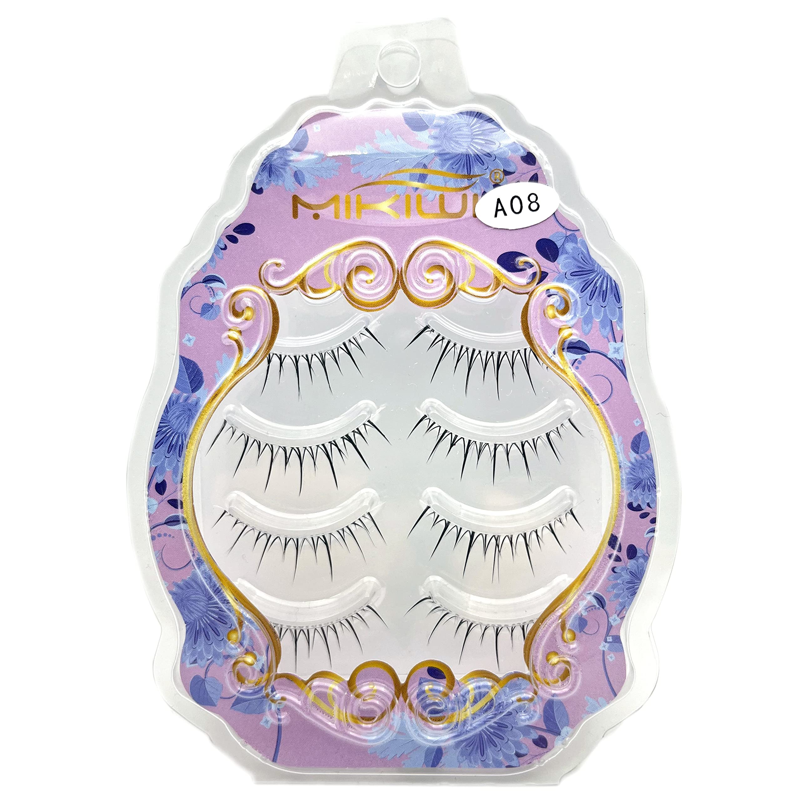 Manga Lashes, Clear Band Anime Lashes 4 Pack, Spiky Anime False Eyelashes  Natural Look, Japanese Lashes Looks Like Cluster Manga Lashes Individual,  Re