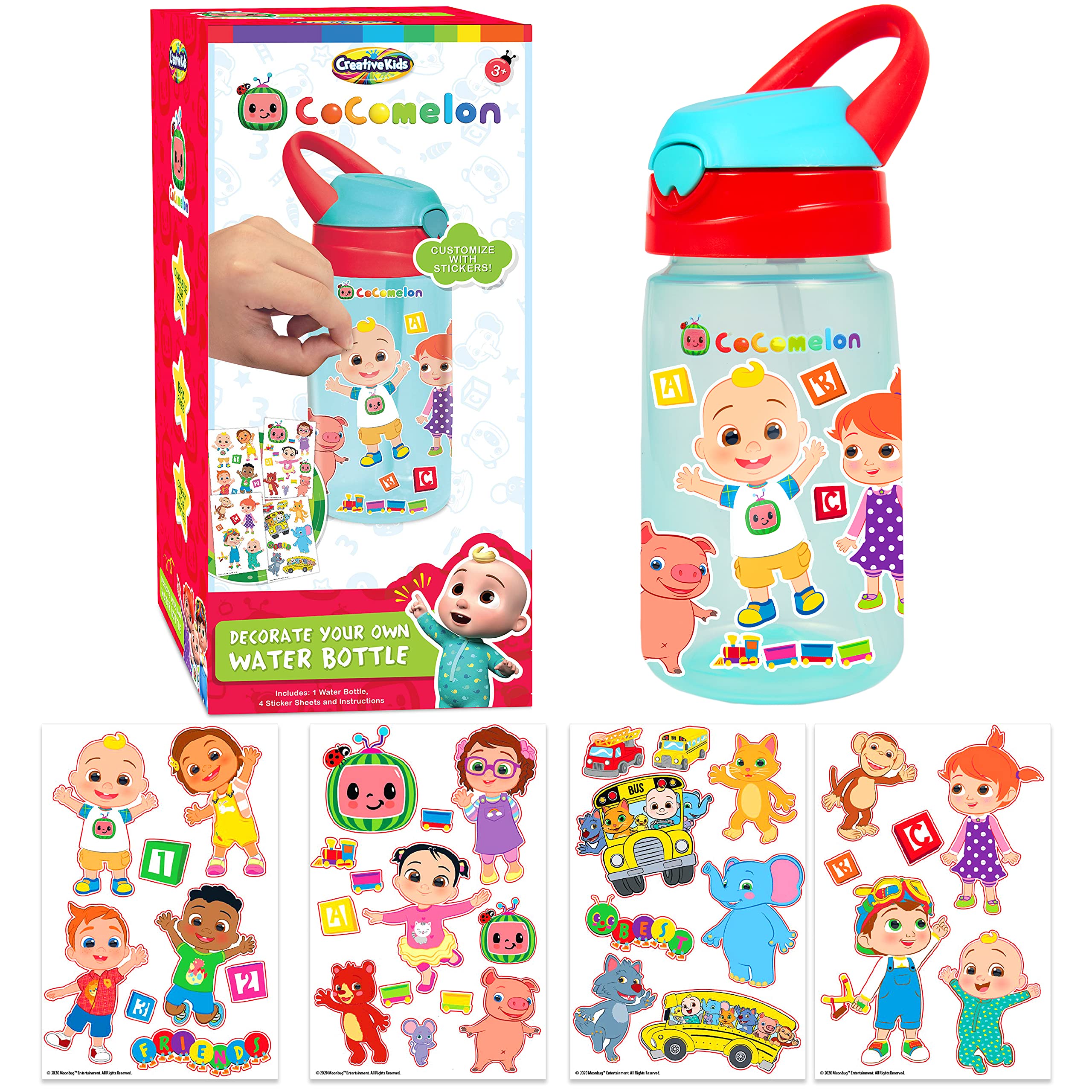 Creative Kids Cocomelon Decorate Your Own Water Bottle BPA Free Toddler Water  Bottle with 4 Sheets of Customized Stickers - DIY Arts and Crafts - Easy to  Grip Durable Gift for Boys