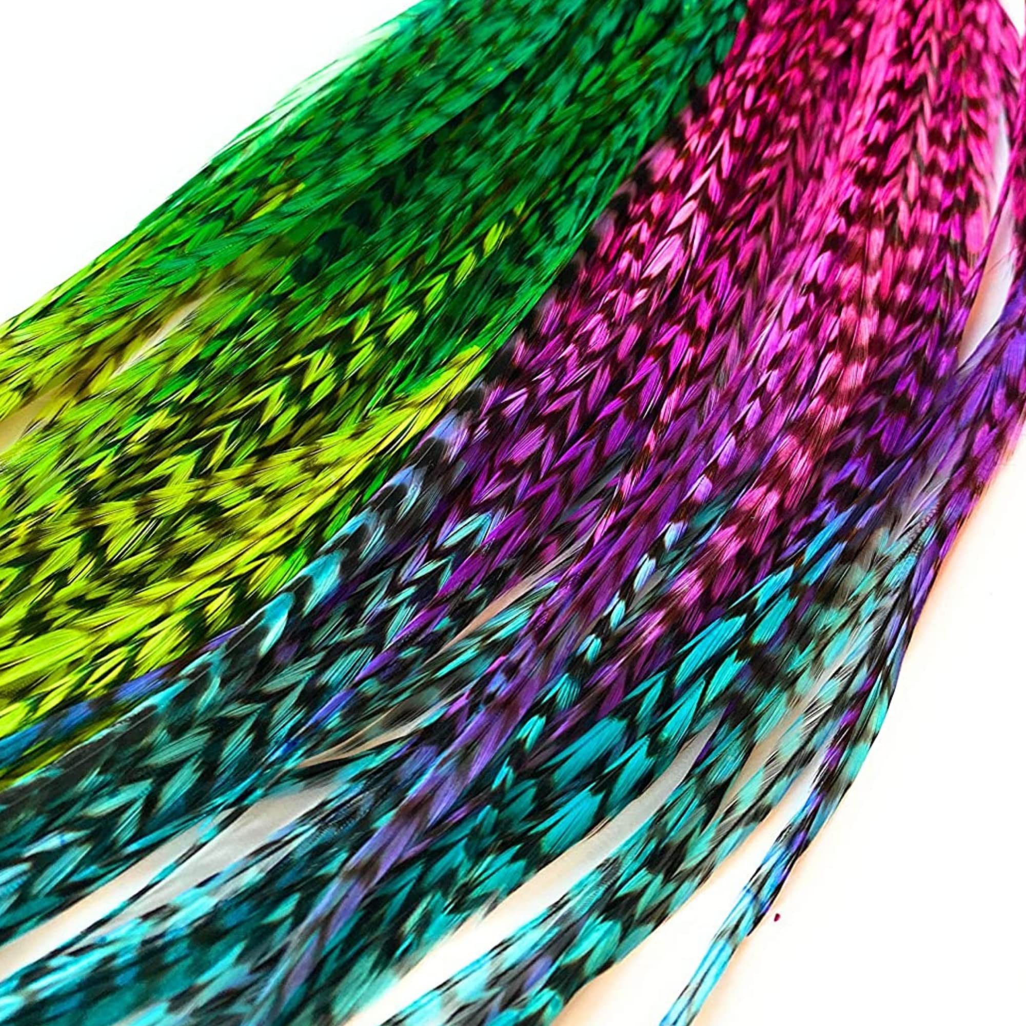 Rainbow Hair Extension Feathers Colorful Bright Colored Feather