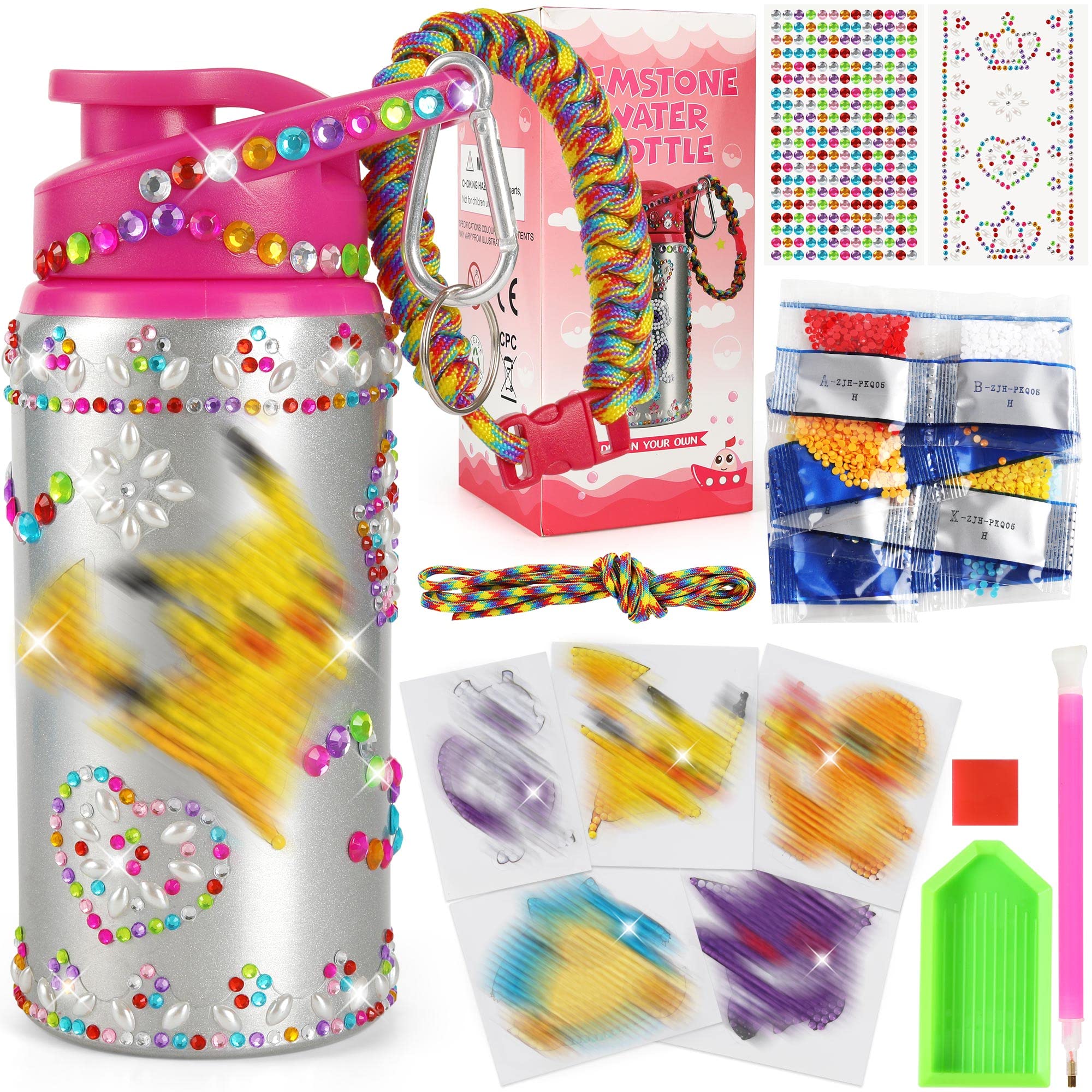 Decorate Your Own Water Bottle for Girls, Cute Arts and Crafts Gifts Toys  for Girls Age 4-6-8-10-12, Unicorn/Mermaid Diamond Painting Crafts Kit for