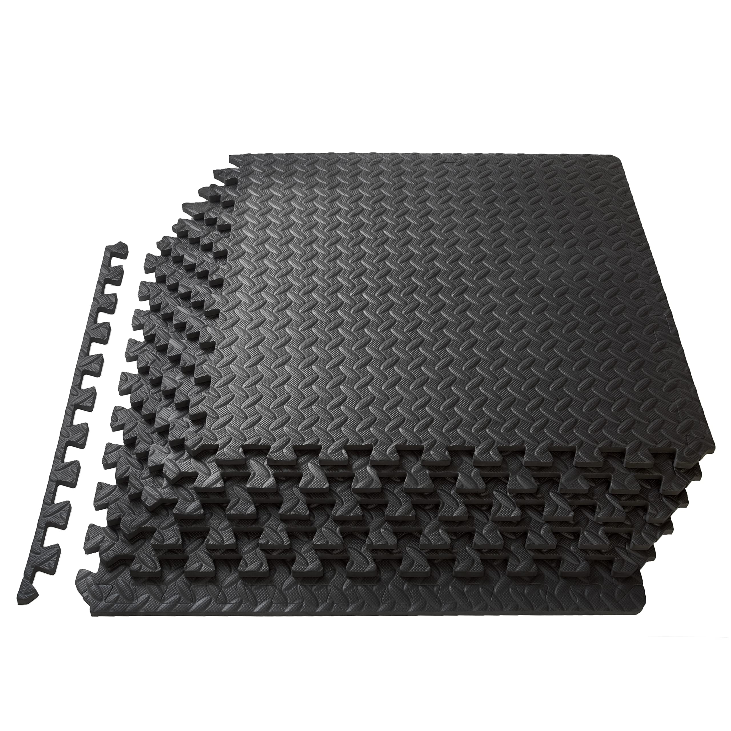 ProsourceFit Puzzle Exercise Mat , EVA Foam Interlocking Tiles Protective  Flooring for Gym Equipment and Cushion for Workouts Black 1/2 Thick 24  Square Feet