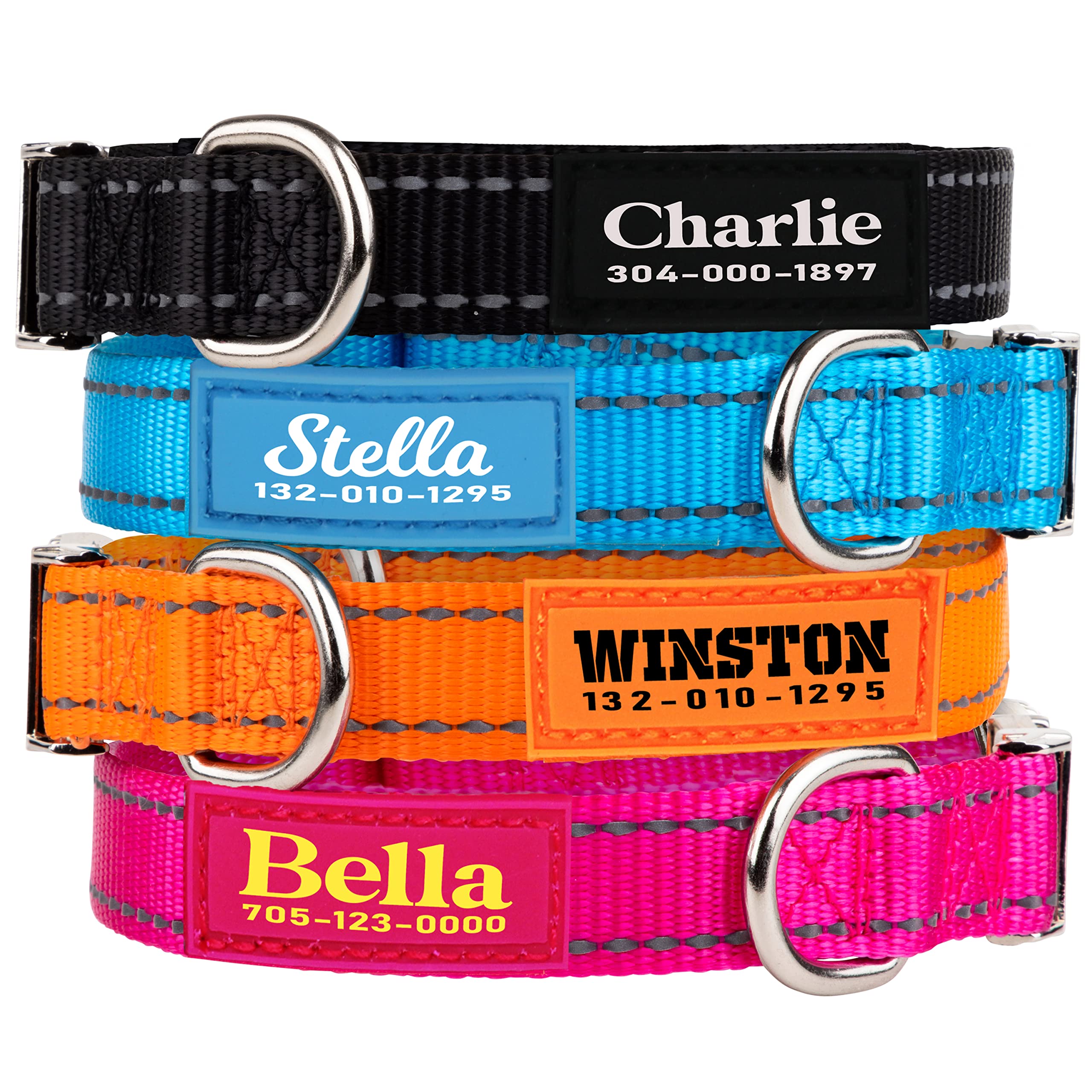PAWBLEFY Personalized Dog Collars - Reflective Nylon Collar Customized with  Name and Phone Number - Adjustable Sizes Extra Small Medium Large Dogs, 4  Colors for Male Female boy Girl Puppies Small, Medium, Large