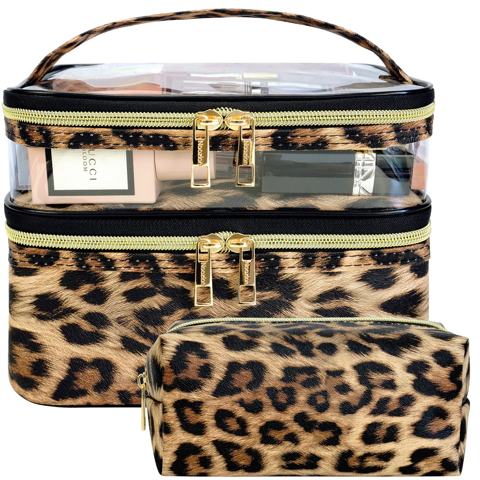  3 Pack Leopard Makeup Bag Travel Toiletry Bag Portable  Cosmetic Pouch Organizer with Small Brush Holders Gold Zipper Waterproof  Storage Case for Women and Girls : Beauty & Personal Care