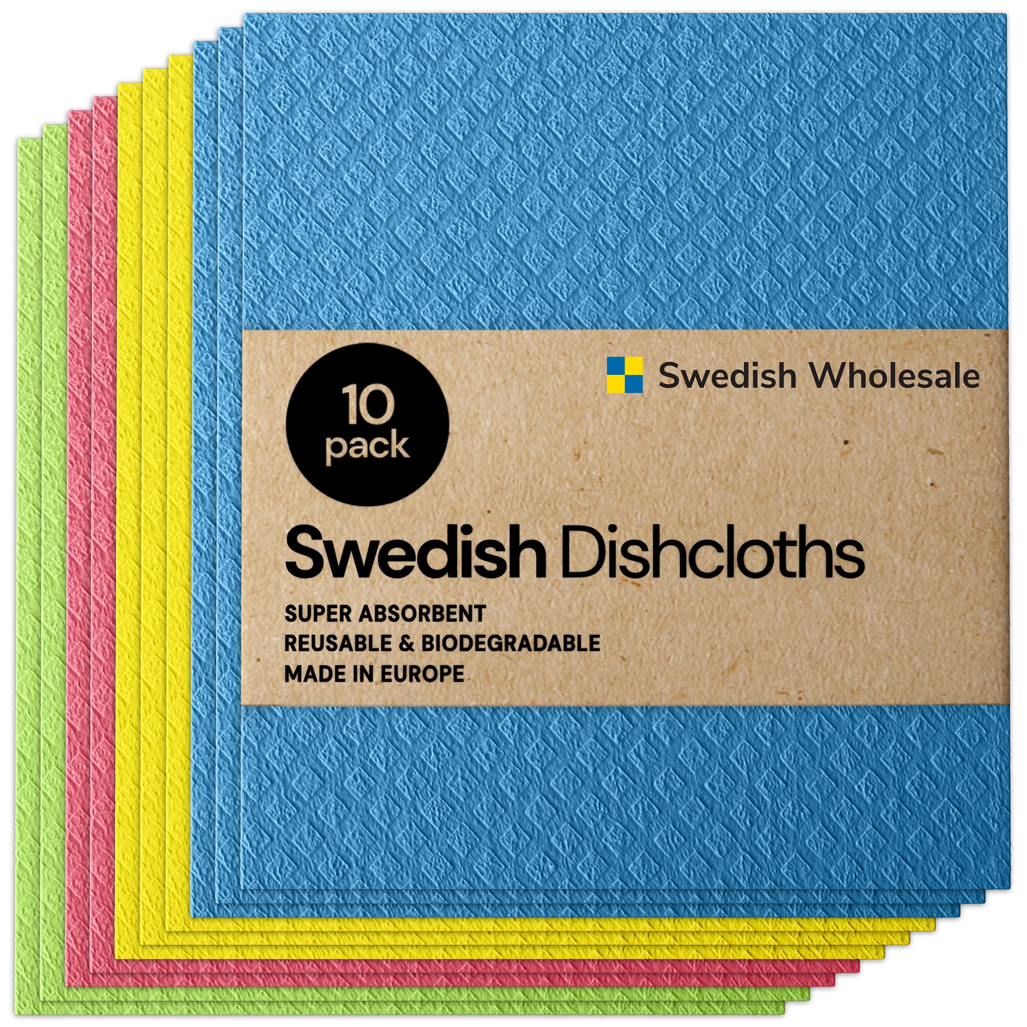 Swedish Wholesale Swedish Dish Cloths for Kitchen- 10 Pack Reusable Paper  Towels for Counters & Dishes - Eco Friendly Cellulose Sponge Cloth -  Assorted Assorted - Reusable Cleaning Cloths