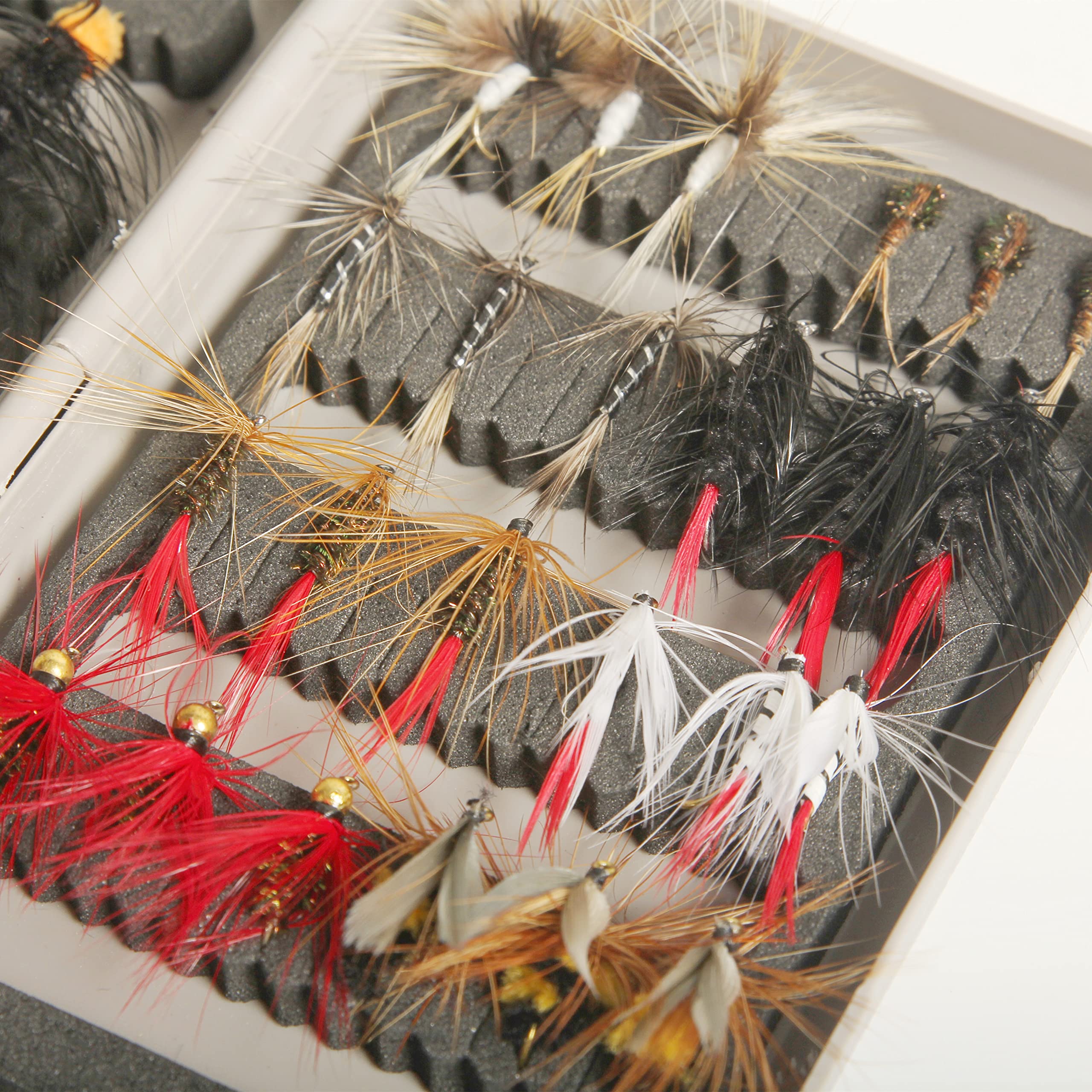 Kylebooker 75pcs Flies BASSDASH Fly Fishing Flies Kit Fly Assortment Trout  Bass Fishing with Fly Box with Dry/Wet Flies, Nymphs