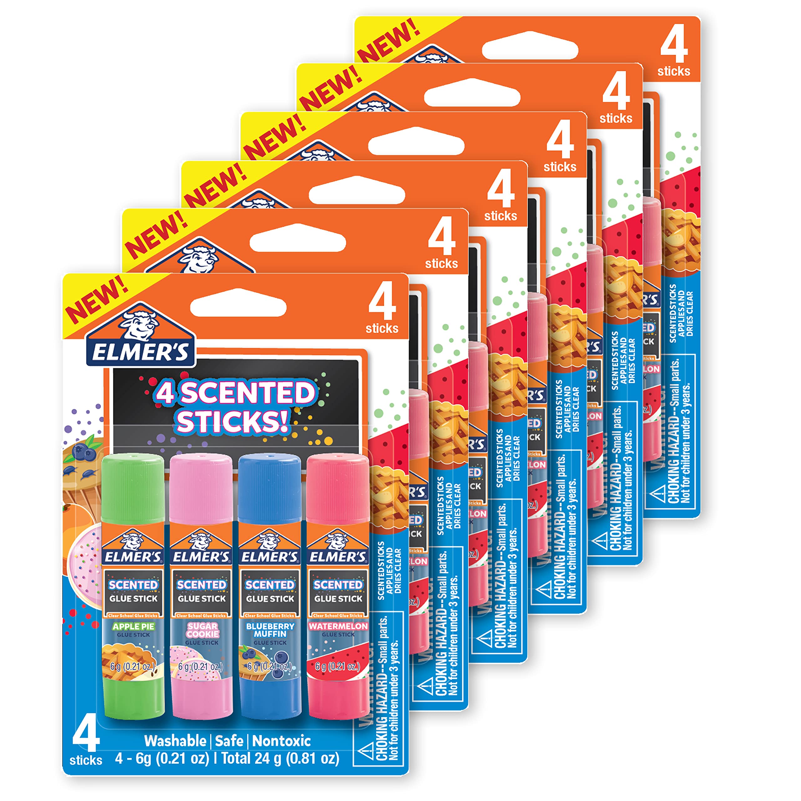 Elmer s Scented Glue Sticks Washable Clear Assorted Scents 6 Grams 6 Packs  of 4 (24 Total Count) 24 Count Dessert Scented