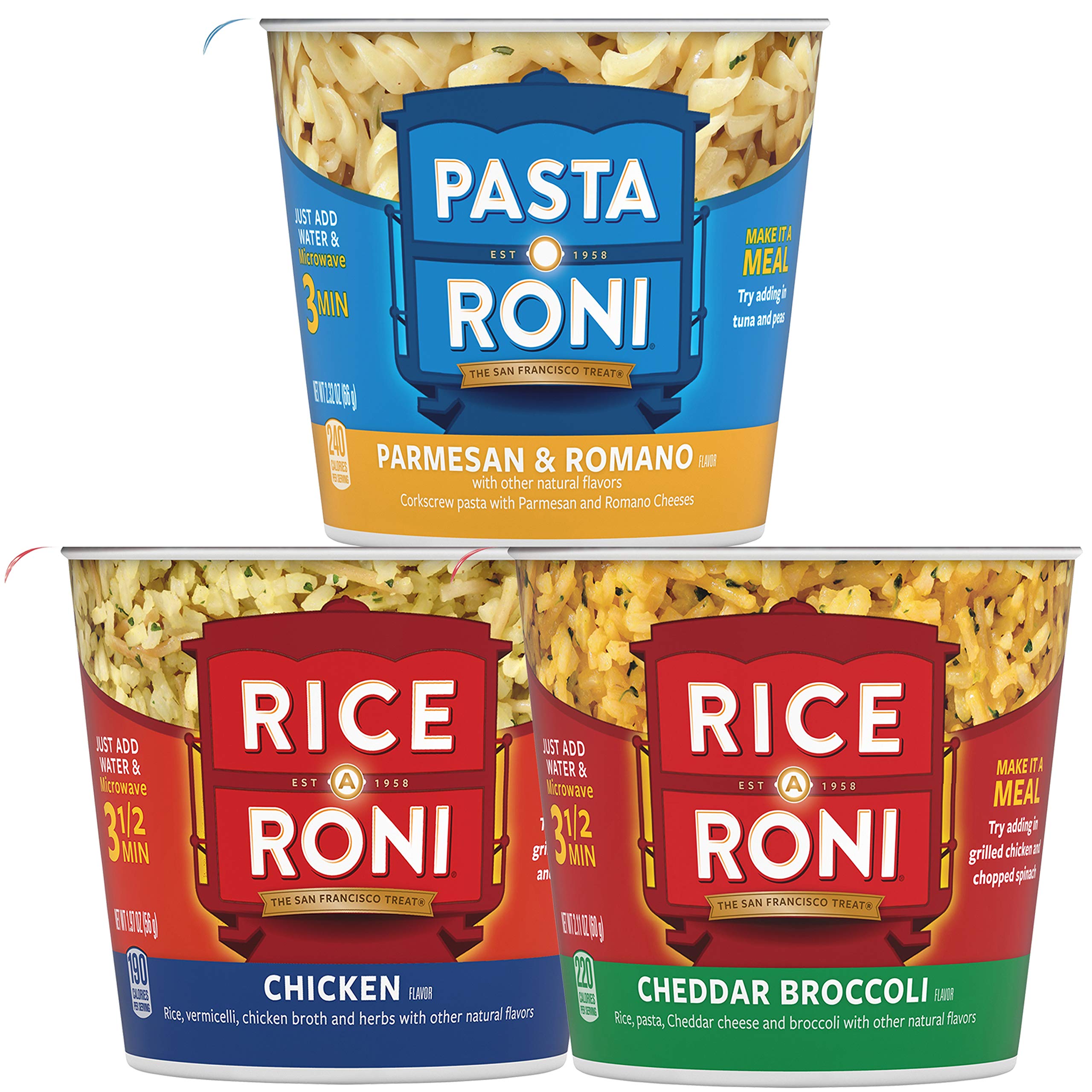 PASTA RONI Quaker Rice a Roni Cups Individual Cup, 3-Flavor Variety Pack,  2.25 Oz, 12