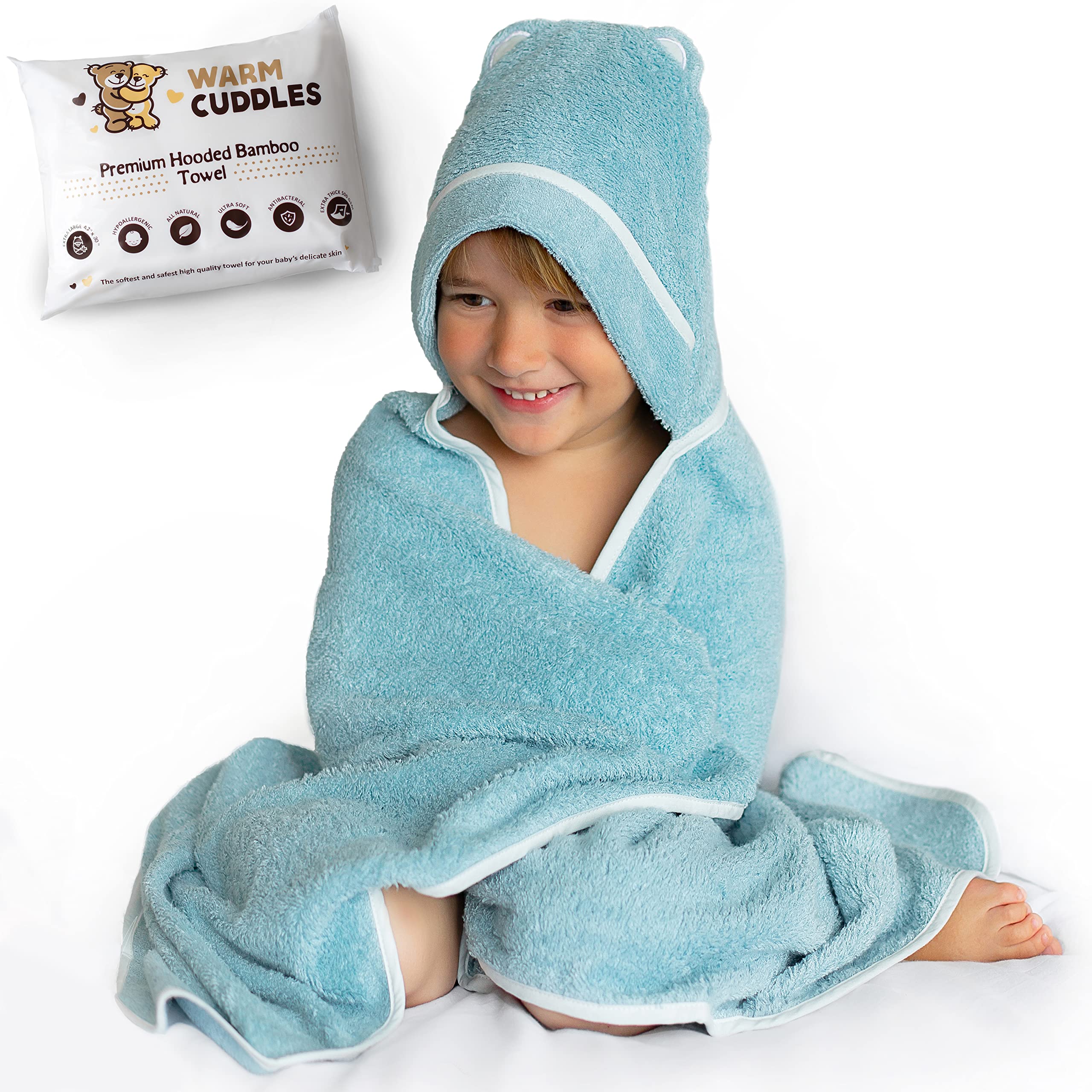 Premium Ultra Soft Organic Bamboo Baby Hooded Towel with Unique