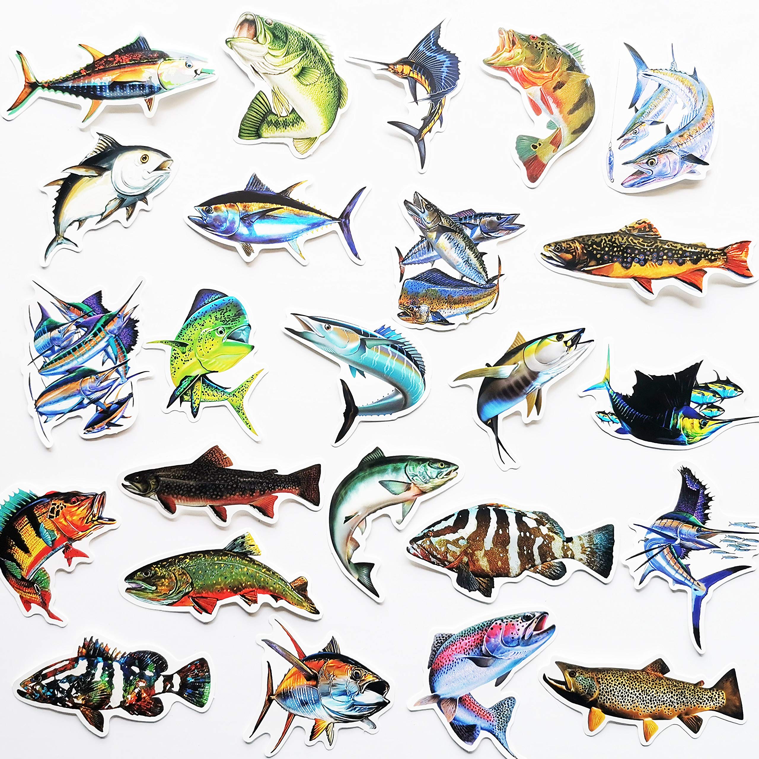 50Pcs Funny Fishing Rod Decals Grouper Bass Trout Sailfish Stickers Fishing  Decals for Trucks Window Boat
