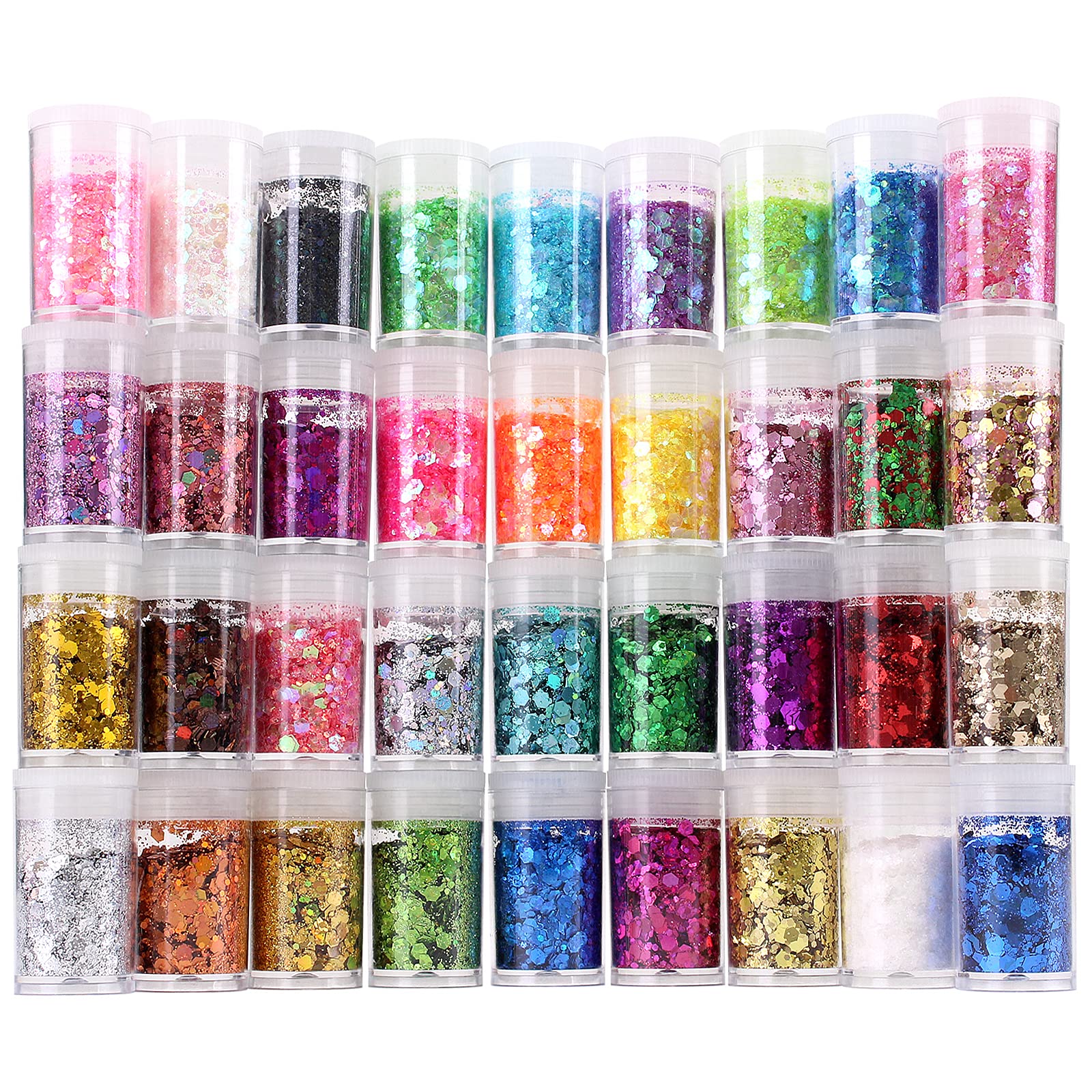 Chunky and Fine Glitter Mix, Estanoite 36 Colors Chunky Sequins & Fine  Glitter Powder Mix, Iridescent Glitter Flakes, Cosmetic Makeup Glitter for  Face Body Eye Nail Art, Loose Glitter for Resin Epoxy