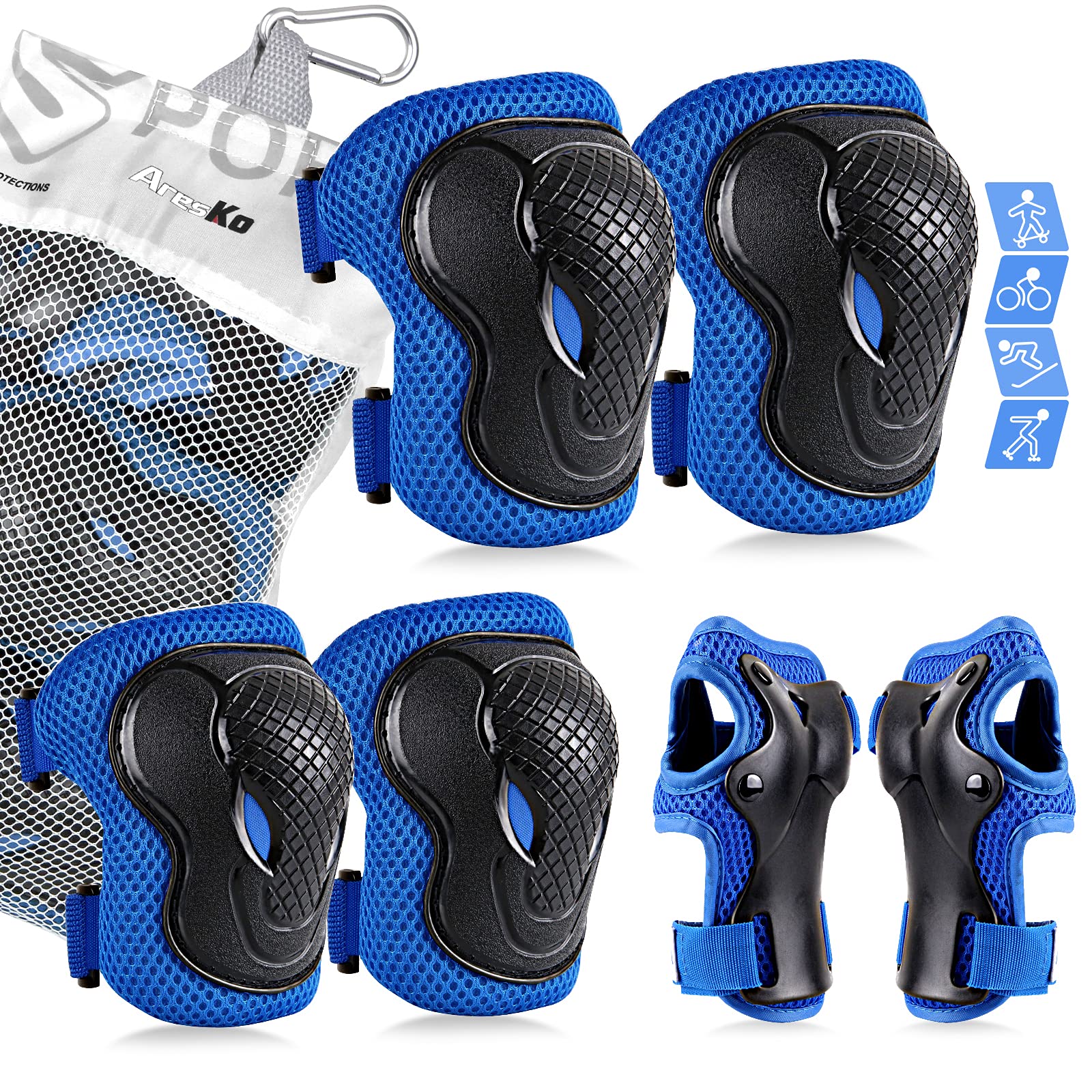Children Knee Pads 6-in-1 Protective Gear Set Elbow Pads Guards