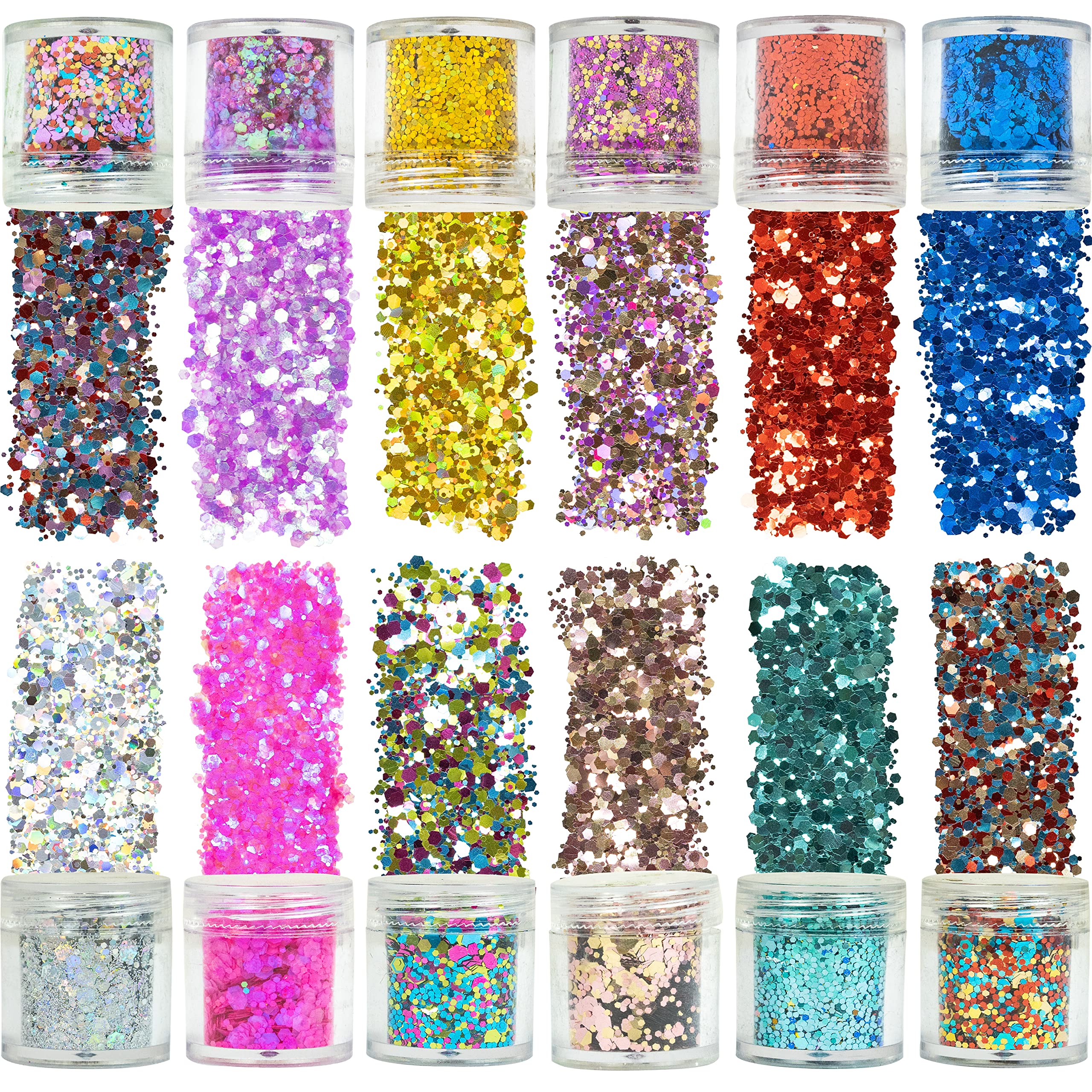 Azberg Chunky Glitter for Tumblers Pack of 12 (0.18oz Glitter Each