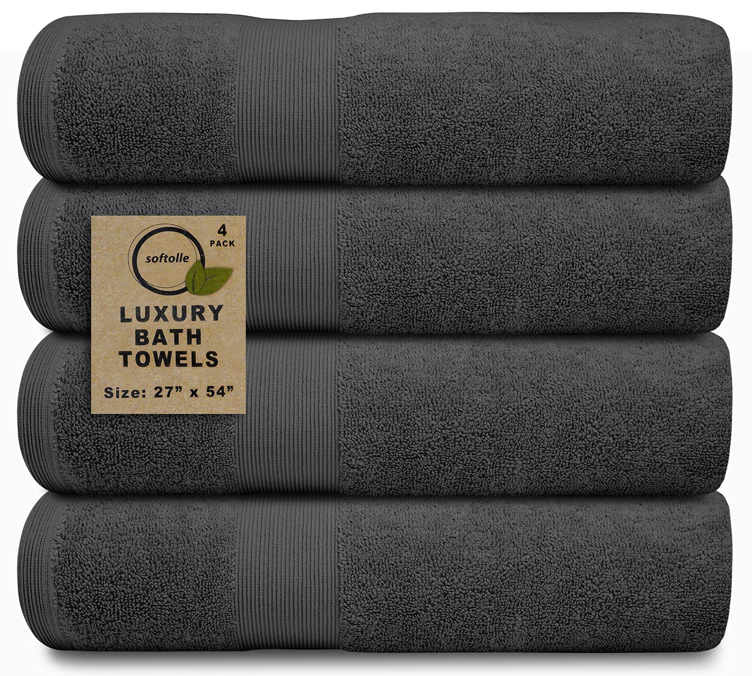 Softolle 100% Cotton Luxury Bath Towels - 600 GSM Cotton Towels for  Bathroom - Set of 4 Bath Towel - Eco-Friendly, Super Soft, Highly Absorbent  Bath Towel - Oeko-Tex Certified - 27 x 54 inches Grey