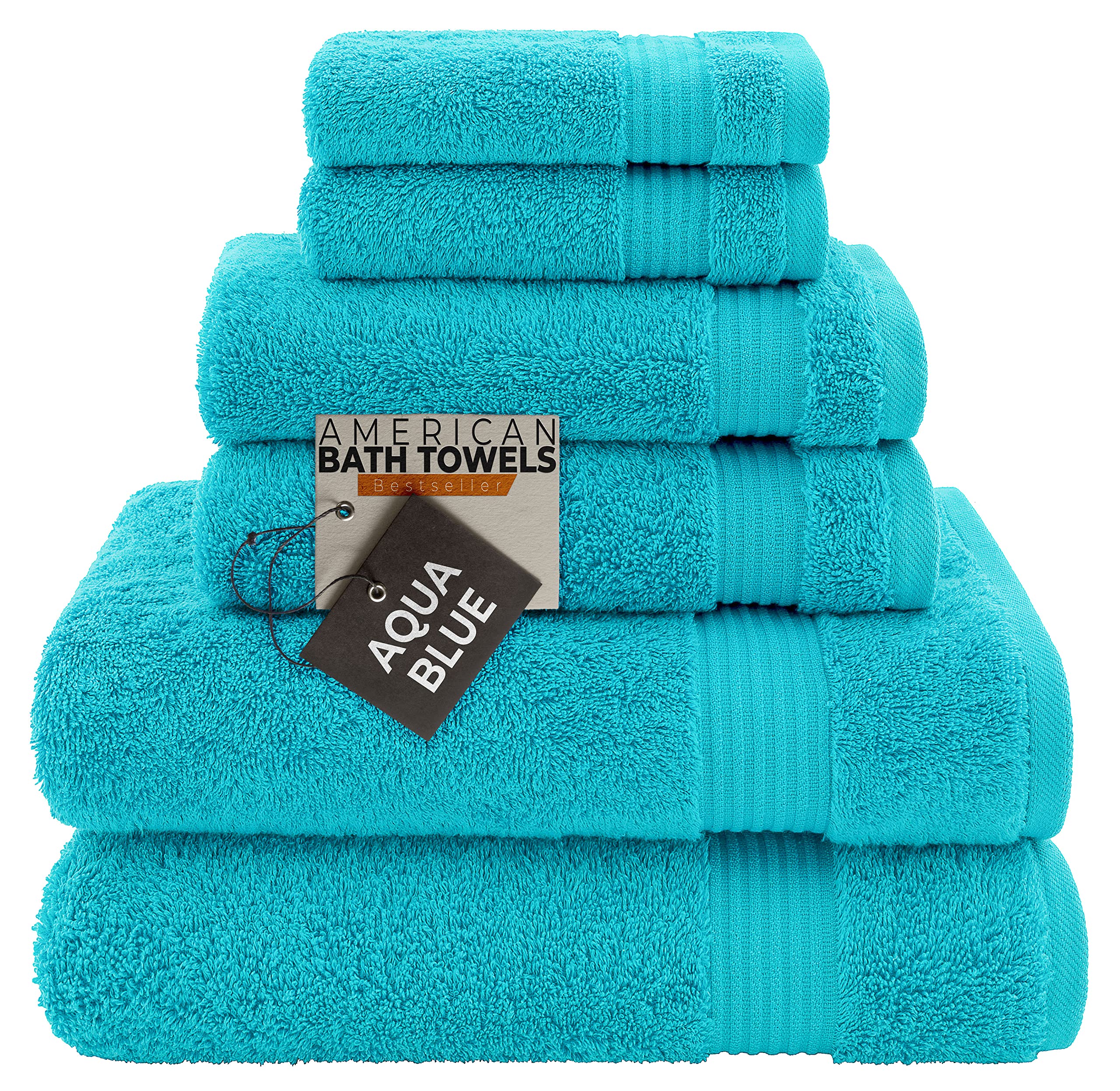 The Clean Store 10 Piece Blue Cotton Bath Towel Set (2 Bath Towels, 2 Hand Towels and 6 Washcloths)