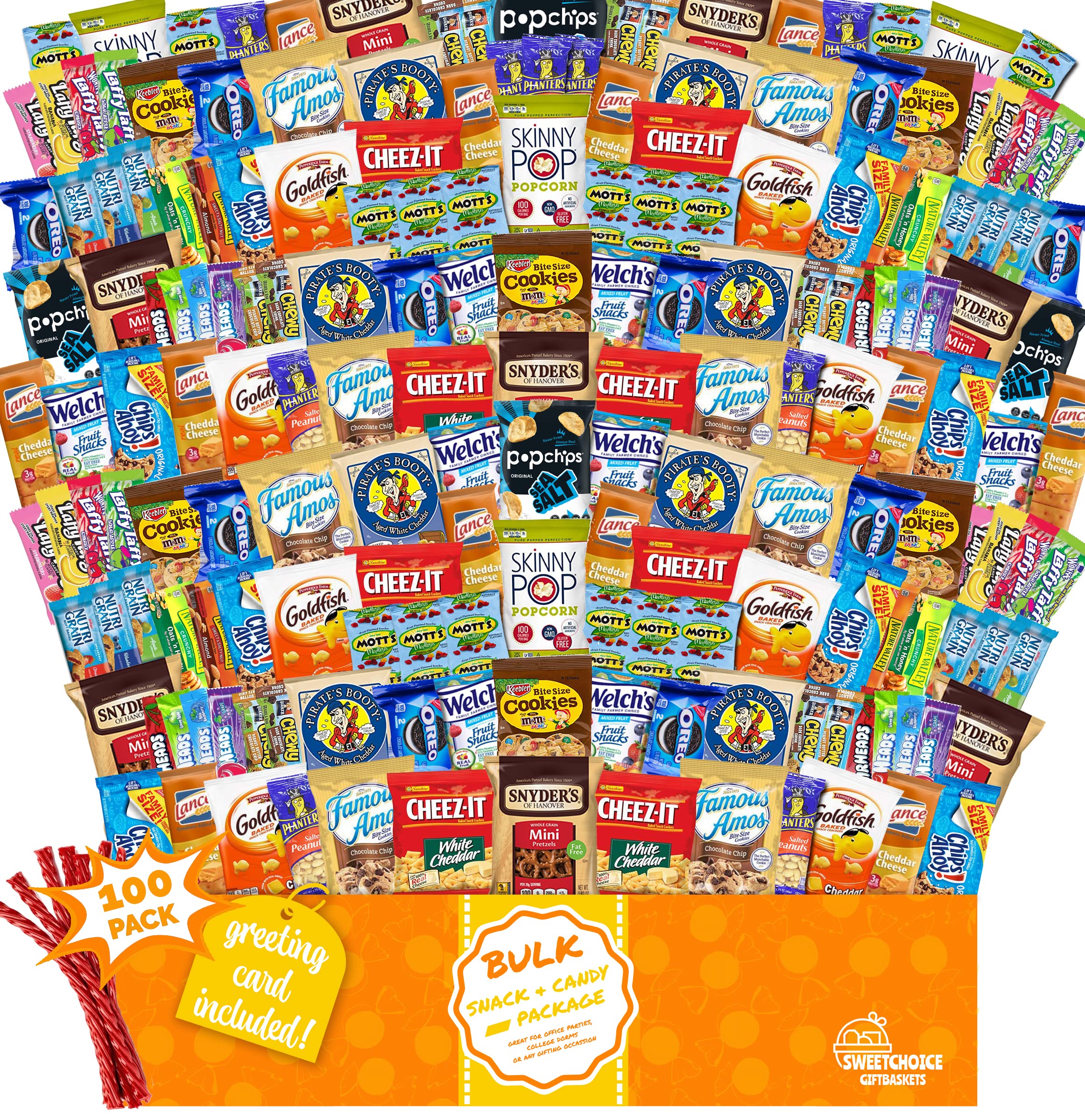 100 count Ultimate Snack Box – Gift Basket with Variety Assortment of  Crackers, Cookies, Candy & Chips – Treats for Kids, Teens & Children