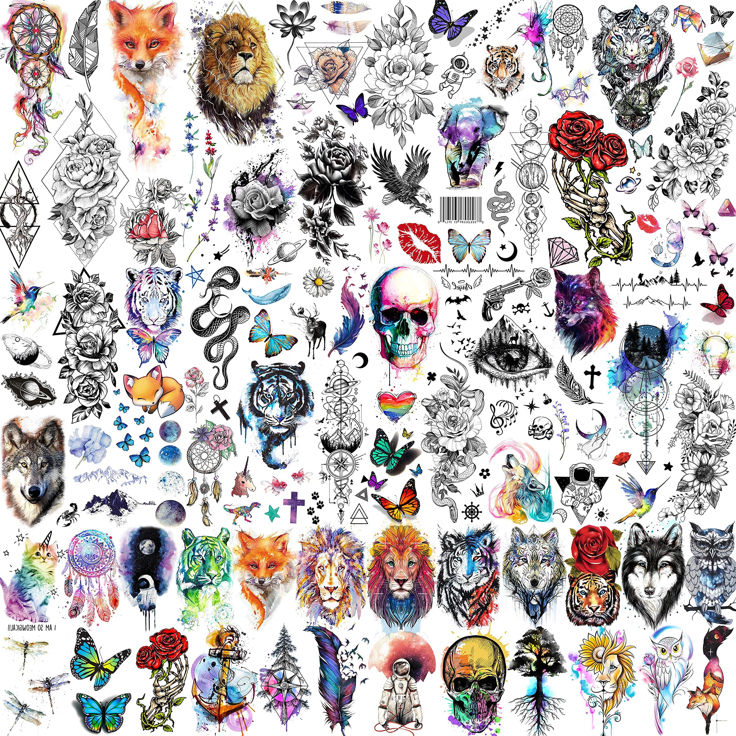 Black Wolf Forest Temporary Tattoos For Women Men Adult Tiger Skull Lion  Tattoo Sticker Fake Coyote Skeleton Devil Tatoos Paper - Temporary Tattoos  - AliExpress