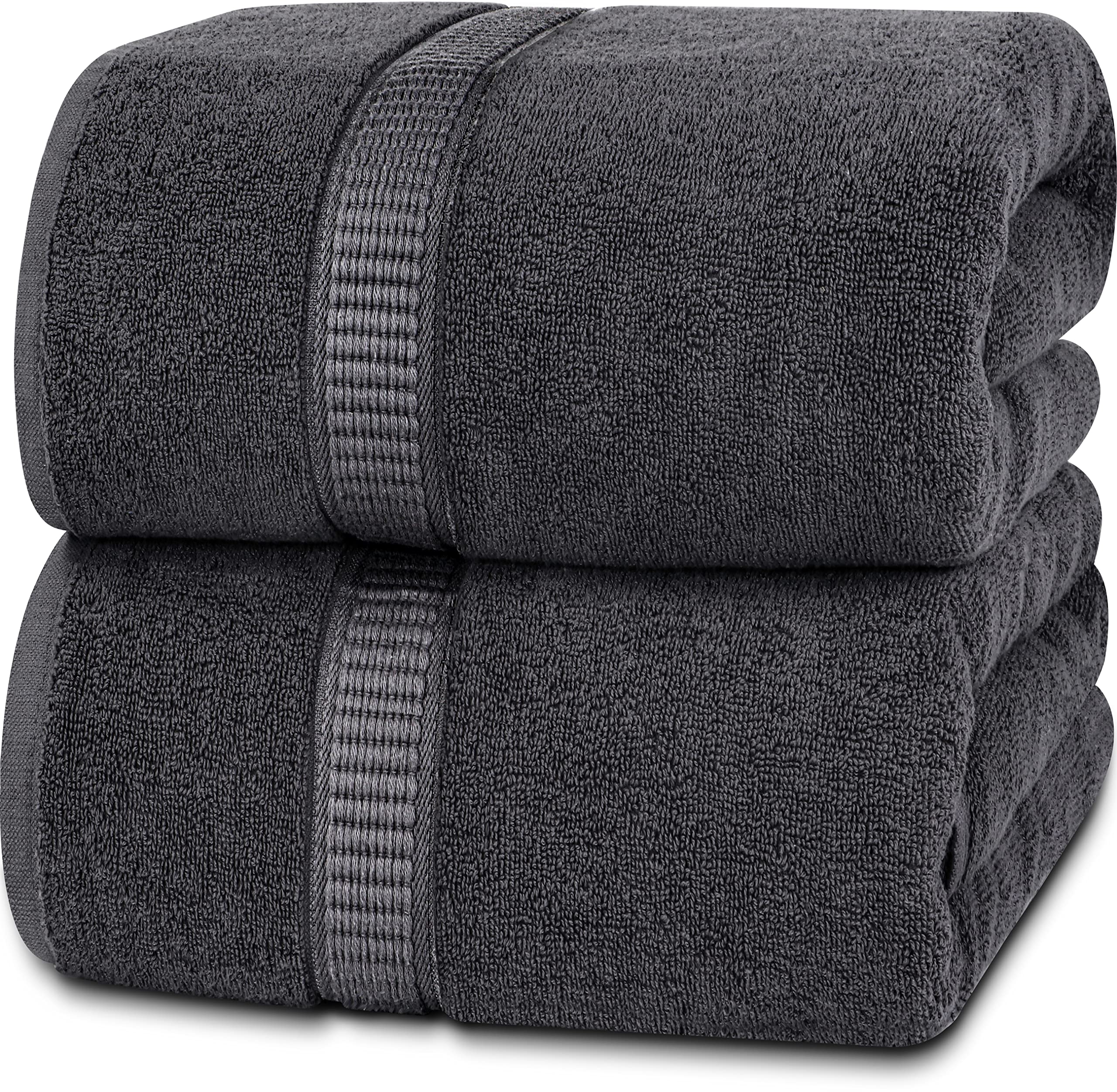 Luxury Extra Large Oversized Bath Towels, Hotel Quality Towels, 650 GSM, Soft Combed Cotton Towels for Bathroom, Home Spa Bathroom Towels, Thick & Fluffy  Bath Sheets, Grey - 4 Pack