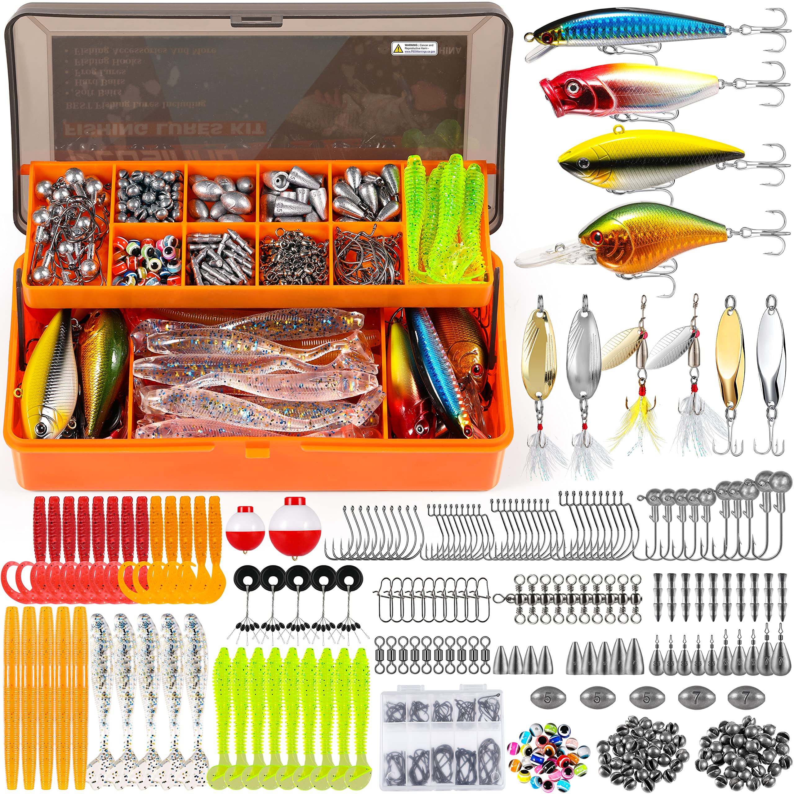 PLUSINNO Fishing Lures for 12 Rigs, Fishing Tackle Box with Tackle Included  Crankbaits, Spoon, Hooks, Weights