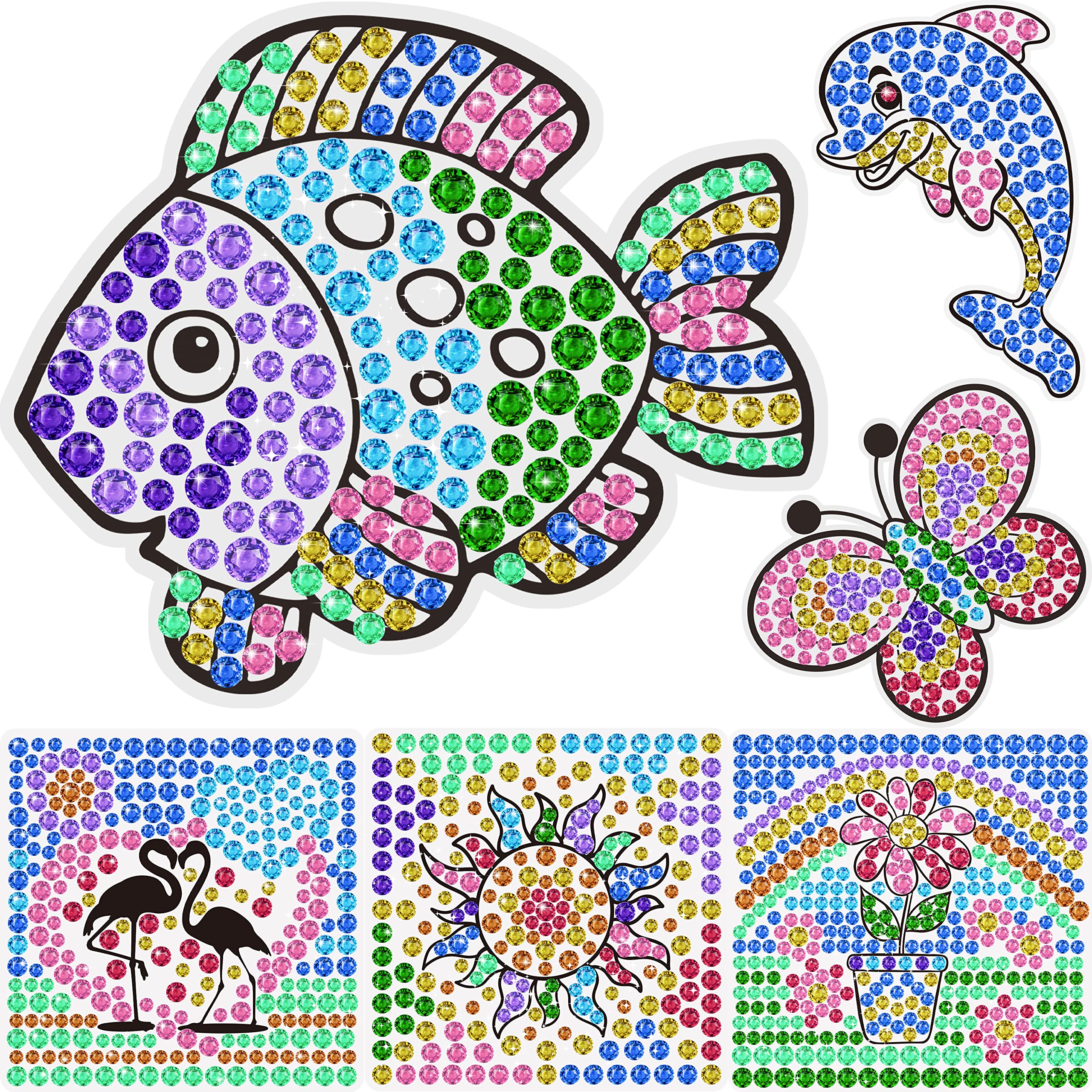 Metuu 6 Sheets DIY Diamond Window Art Craft Kits Suncatcher for