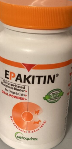 Vetoquinol Epakitin Chitosan Phosphate Binder Renal Support Supplement for Cats Dogs 60g