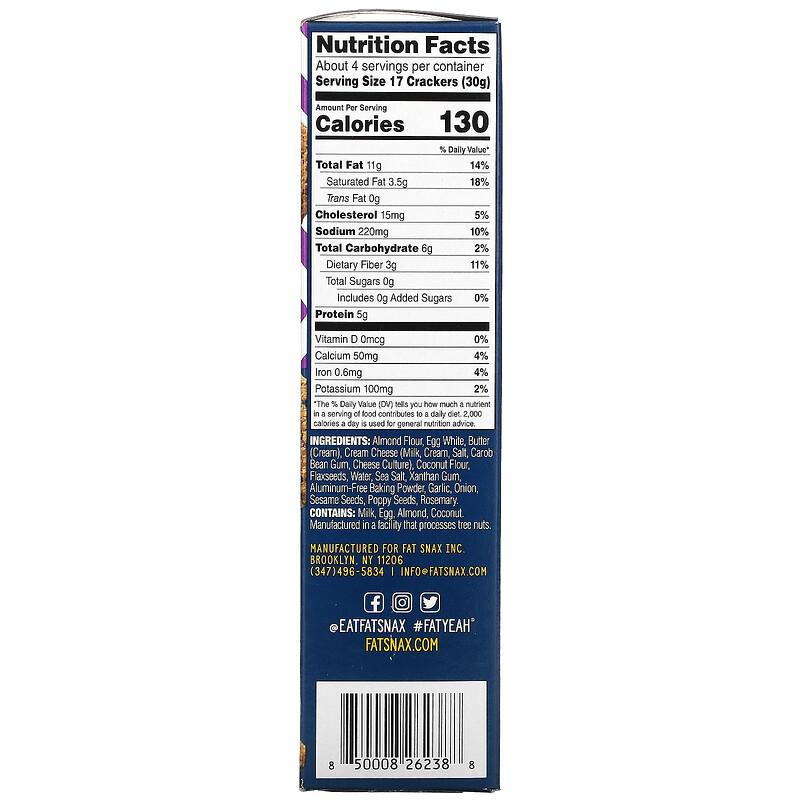 Fat Snax Almond Flour Crackers Everything 4.25 oz (120.5 g)