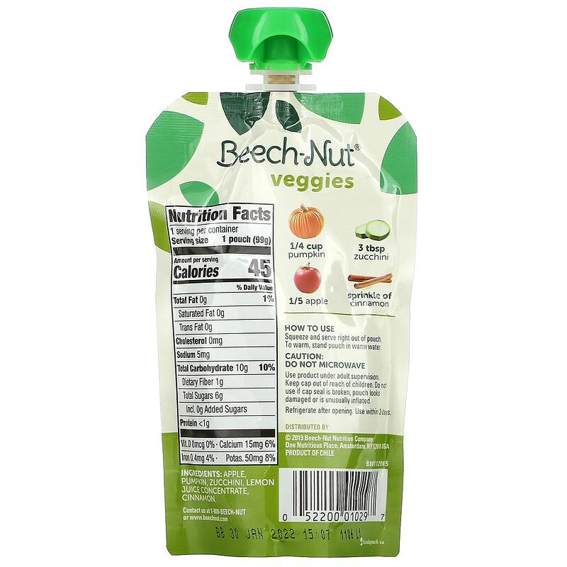 Beech-Nut Veggies Stage 2: Pumpkin Zucchini Apple 12 Pouches