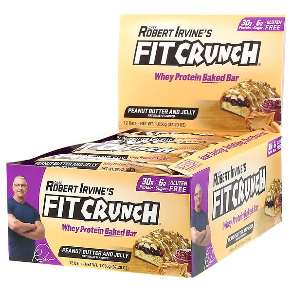 FITCRUNCH Whey Protein Baked Bar Peanut Butter and Jelly 12 Bars 3.10