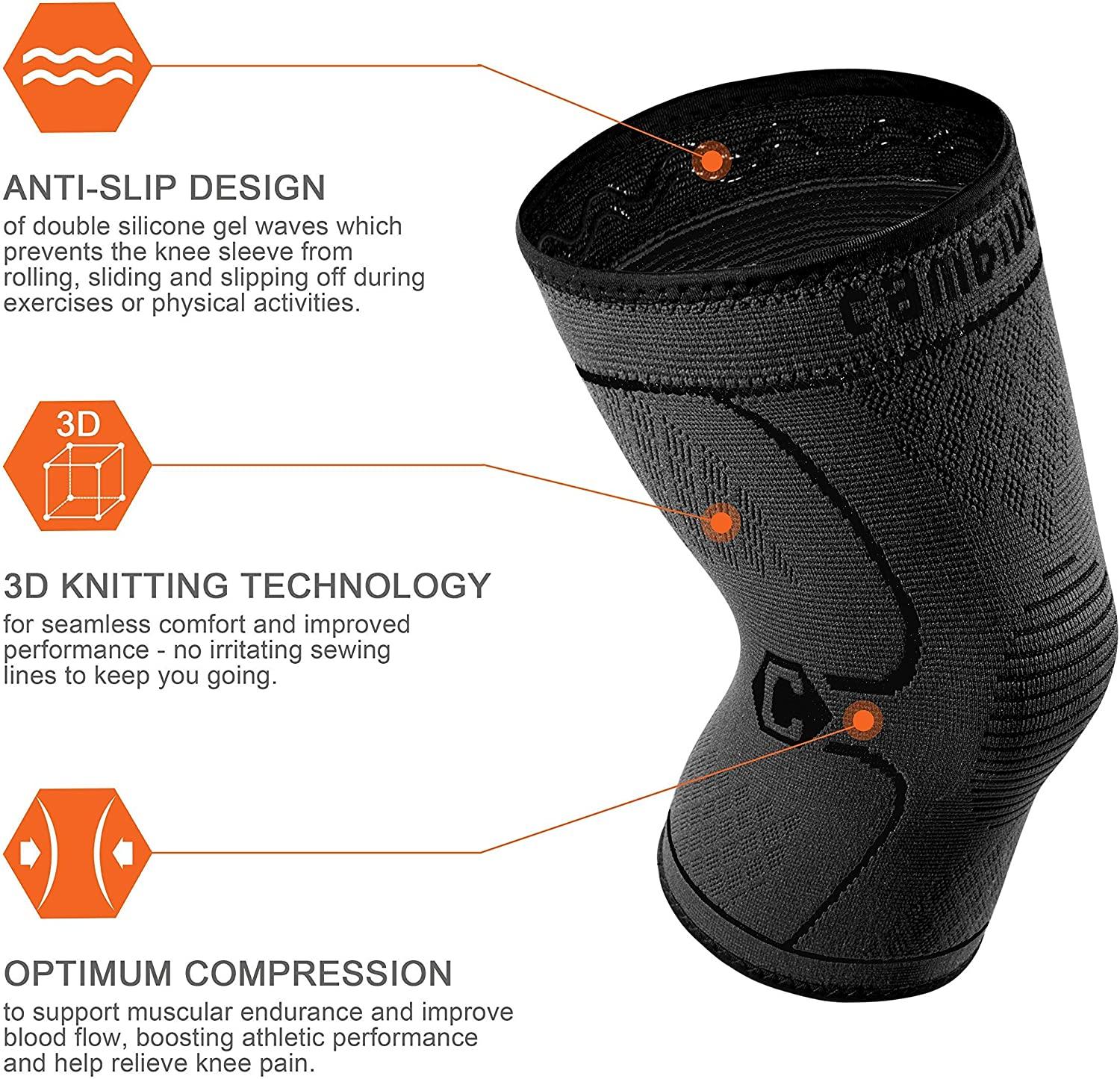 CAMBIVO 2 Pack Knee Brace - Knee Compression Sleeve Support for Men and  Women