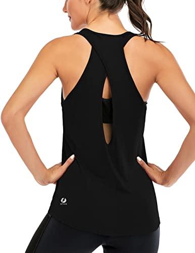 Buy Workout Tops for Women Open Back Shirts Yoga Athletic Tops