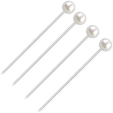 FeiHong 100 Pieces Corsage Pins Round Faux Pearl Head Pins Wedding