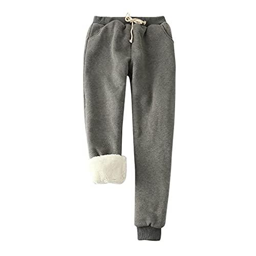 Maqroz Sweatpants Women Baggy Plus Size Pants Sherpa Fleece Lined High  Waist Joggers Casaul Active Yoga Pants with Pockets 06-dark Gray Large