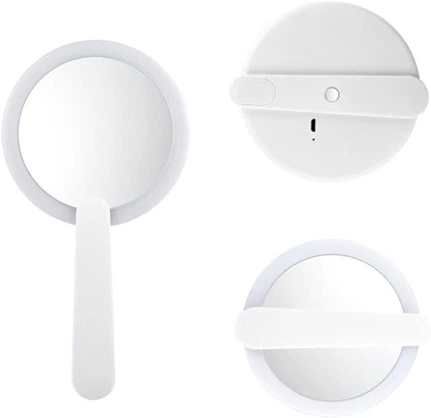 Handheld Lighted Mirror Rechargeable Hand Mirror Portable Makeup Lighted Mirror with Swivel