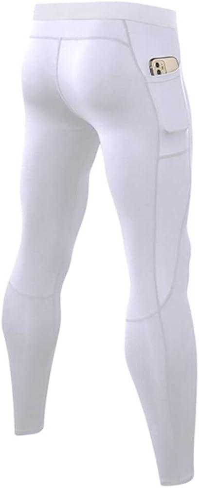 CARGFM Compression Pants for Men Basketball Tights Leggings Yoga Running  Sports Workout Baselayer White Small