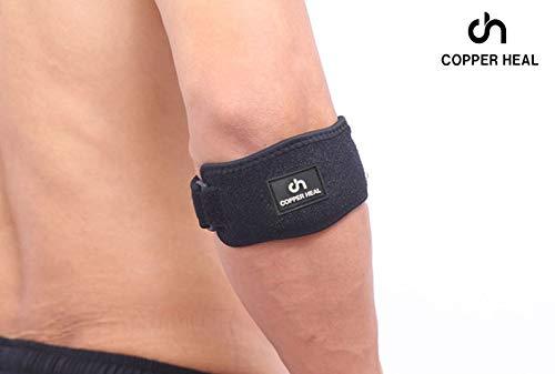 COPPER HEAL Elbow Brace (PAIR) - ADJUSTABLE Support & Medical Recovery from  Tennis Elbow or Lateral Epicondylitis arm sleeves men nerve rennis workout  pads softball Black