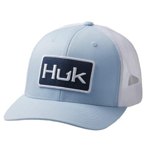 HUK Men's Mesh Trucker Snapback Anti-Glare Fishing Hat Blue Fog