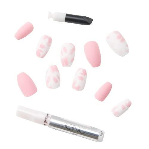 Pink & Silver 3D Vegan Faux Nail Set - 24 Pack