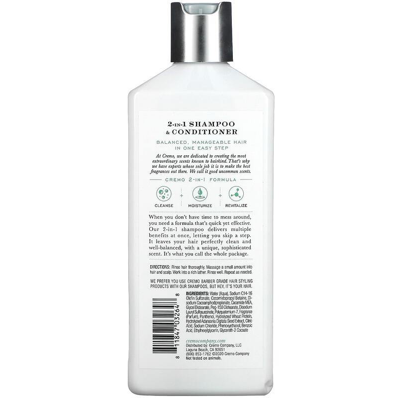  - Cremo 2 In 1 Shampoo & Conditioner No. 10 Silver Water &  Birch 16 fl oz (473 ml)