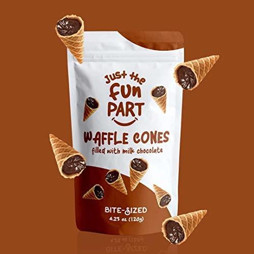 Just The Fun Part - Bite-Size Crispy Mini Waffle Cones - Filled With  Premium Belgian Milk Chocolate - Great For Snacks, Desserts, Grab & Go –  (Single Pack - 4.23 oz Bag) Chocolate 4.23 Ounce (Pack of 1)